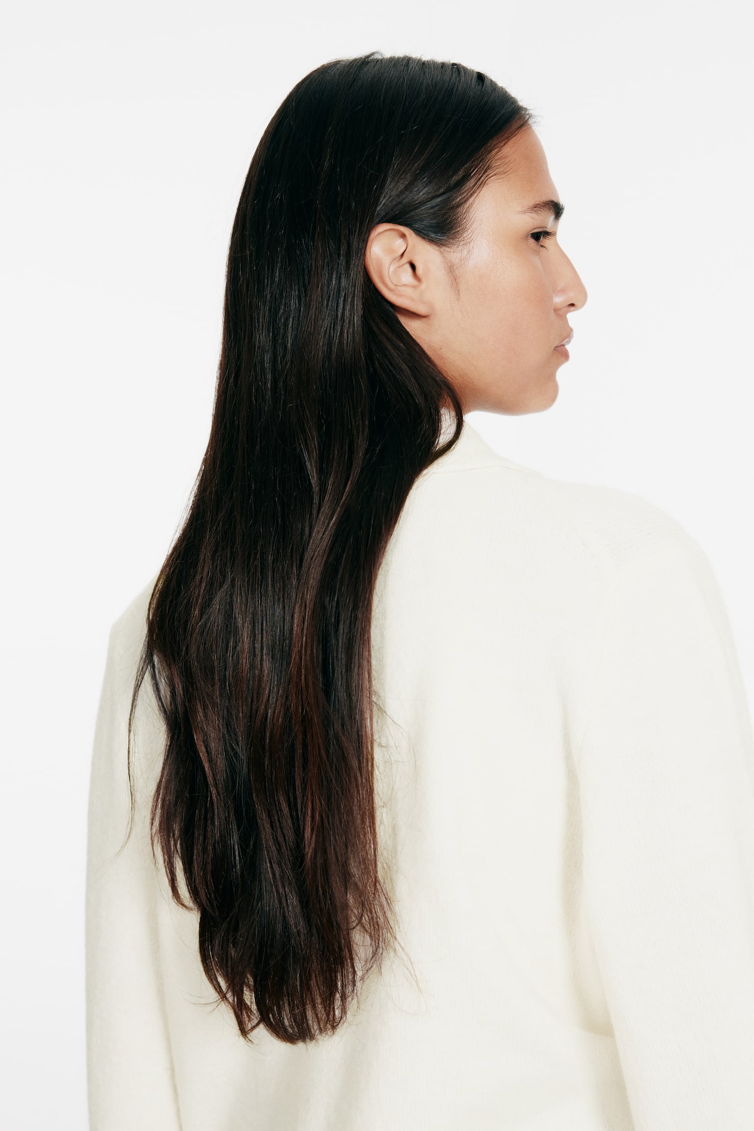 Kardigan z kołnierzykiem - Kremowy/Różowy melanż - 3