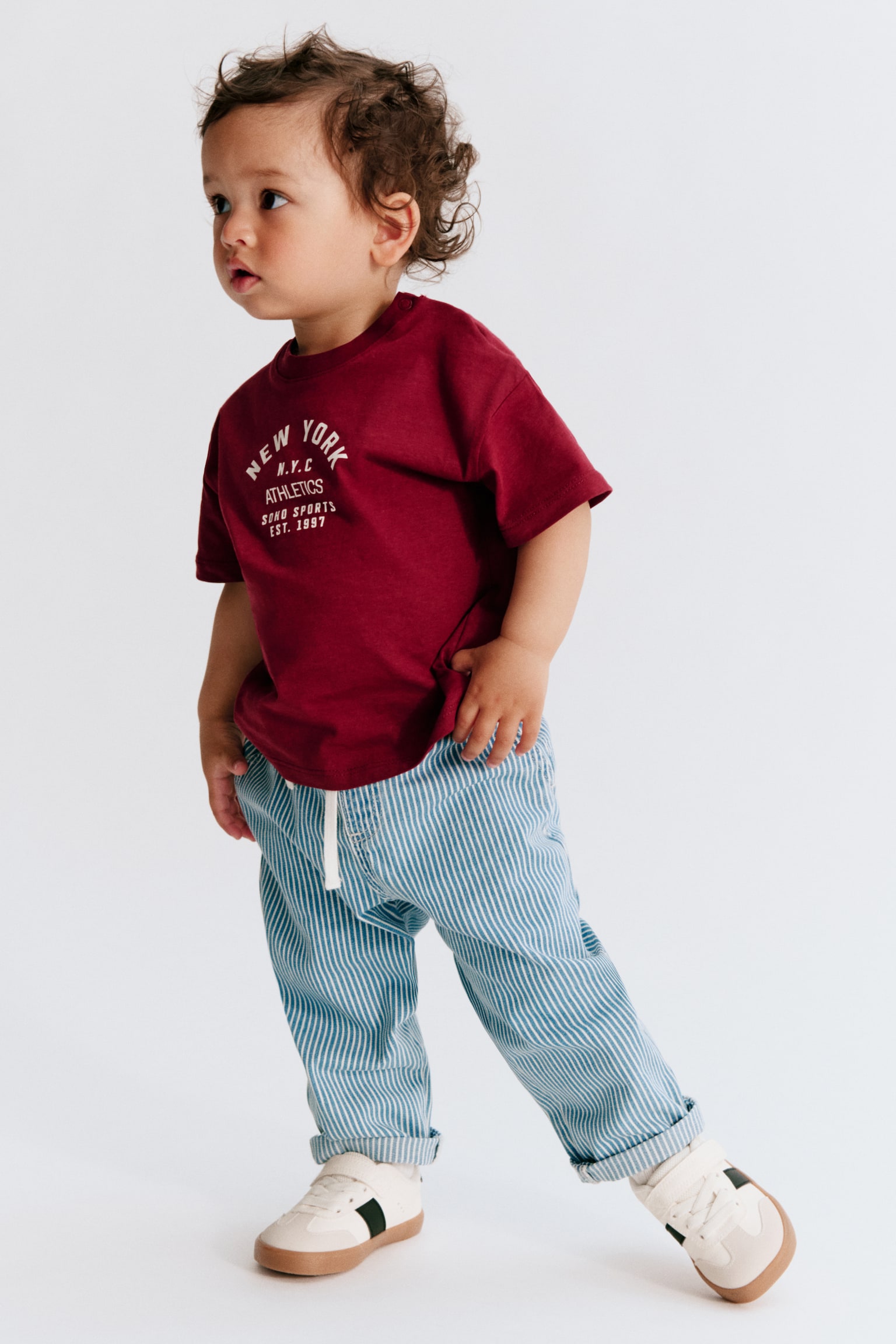 Cotton twill trousers - Màu xanh denim nhạt/Kẻ/Màu xanh kaki nhạt/Màu nâu - 1