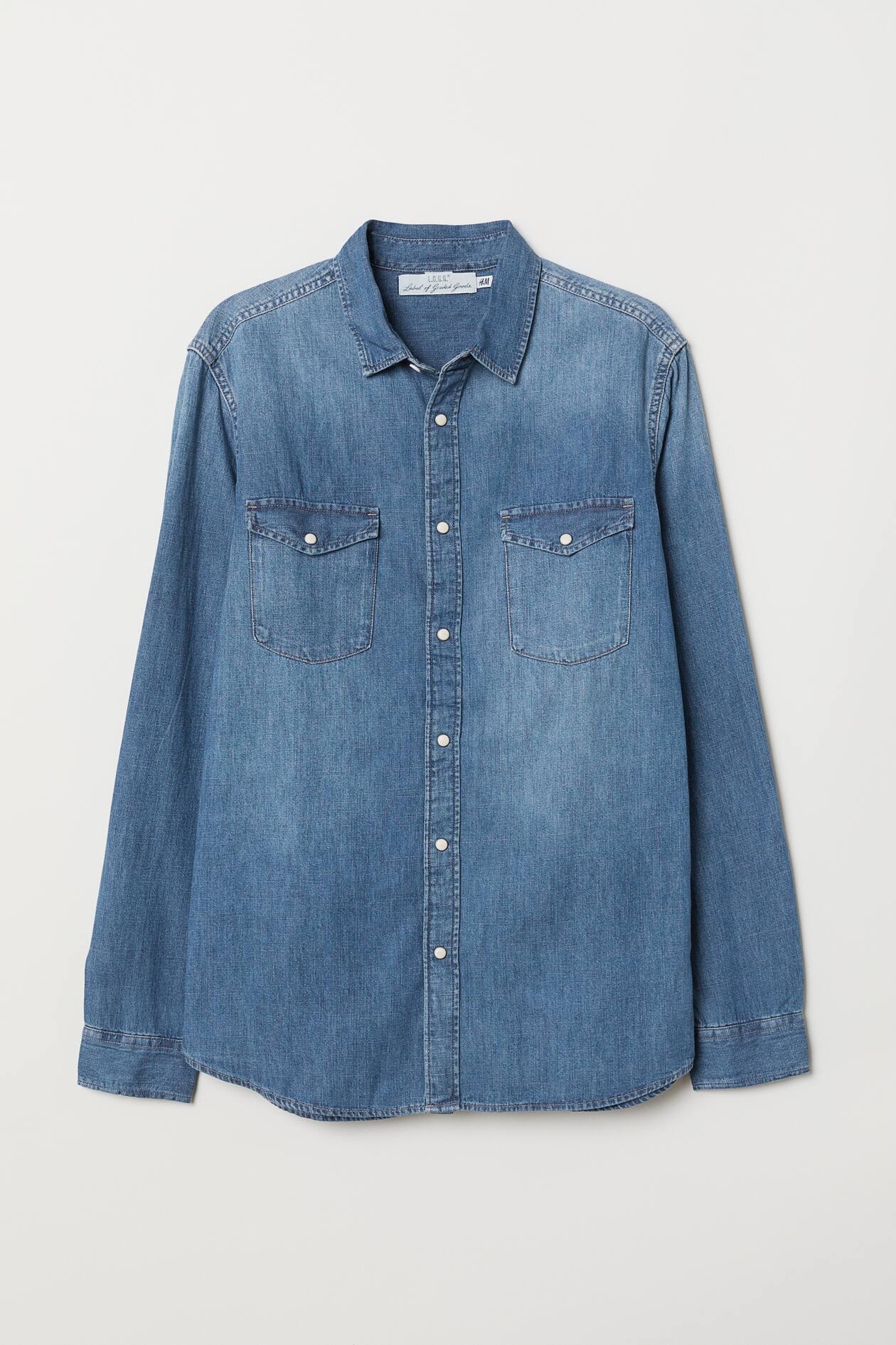 Classic Chemise Pour Hommes à Manches Longues En Gabardine Coupe Reguliere Indigo O 4612438