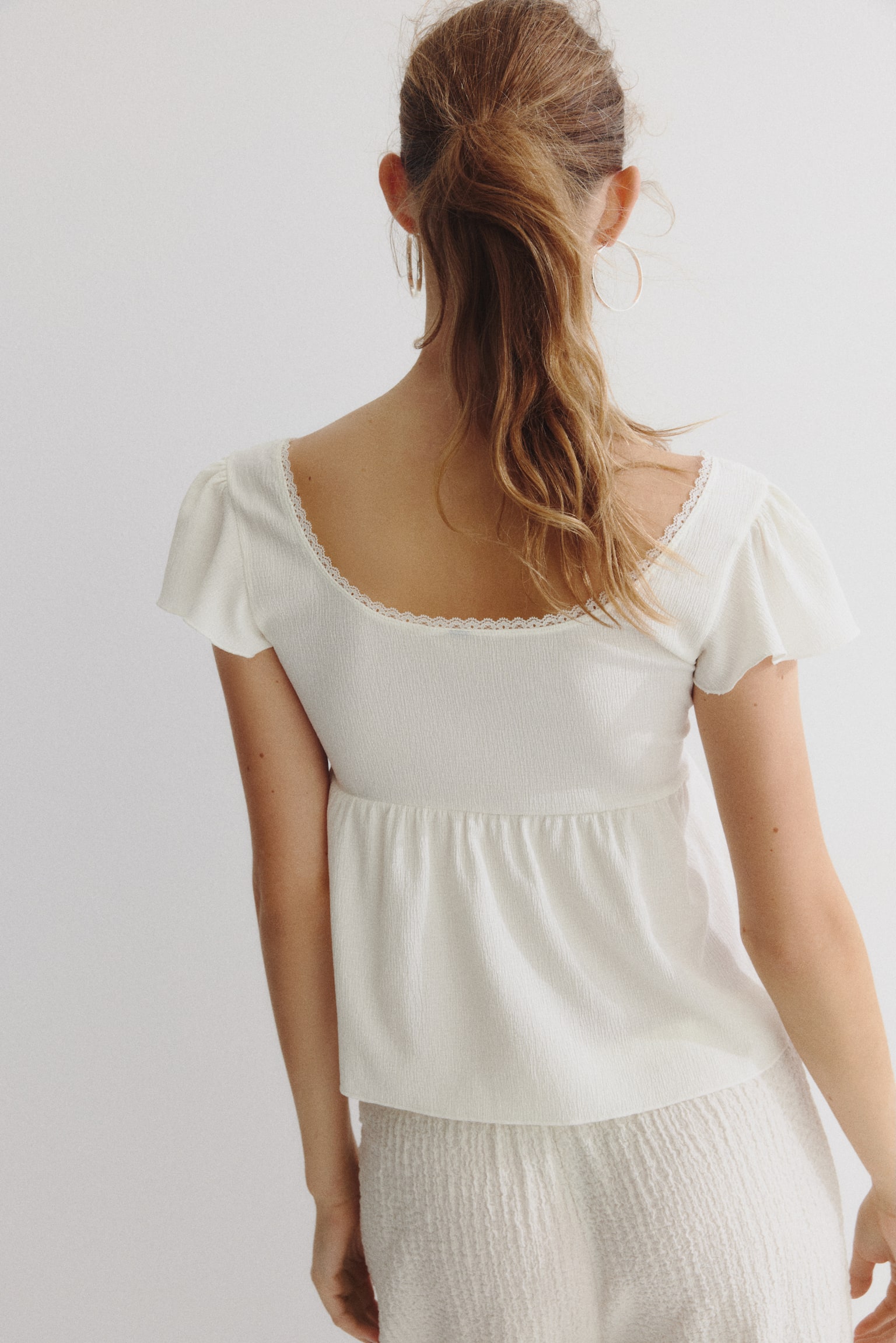 Áo jersey vân nổi - Màu trắng/Màu be nhạt/Chấm bi/Màu đen/Chấm bi/Màu xanh dương nhạt - 4