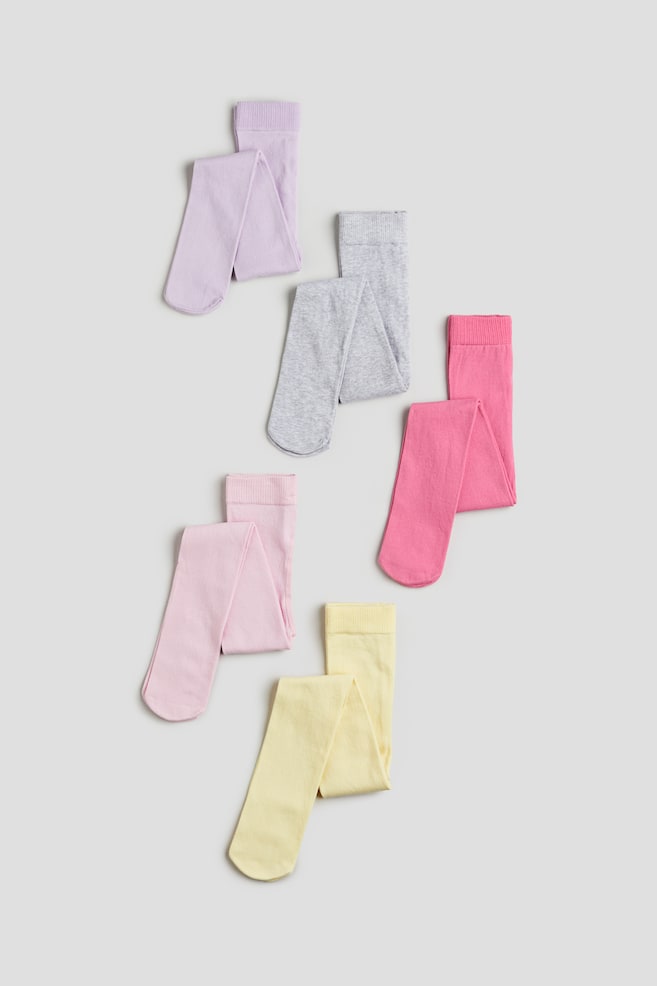 5-pack tights - Light yellow/Light pink/White/Beige/Grey/Black/Pink/Dark red - 1