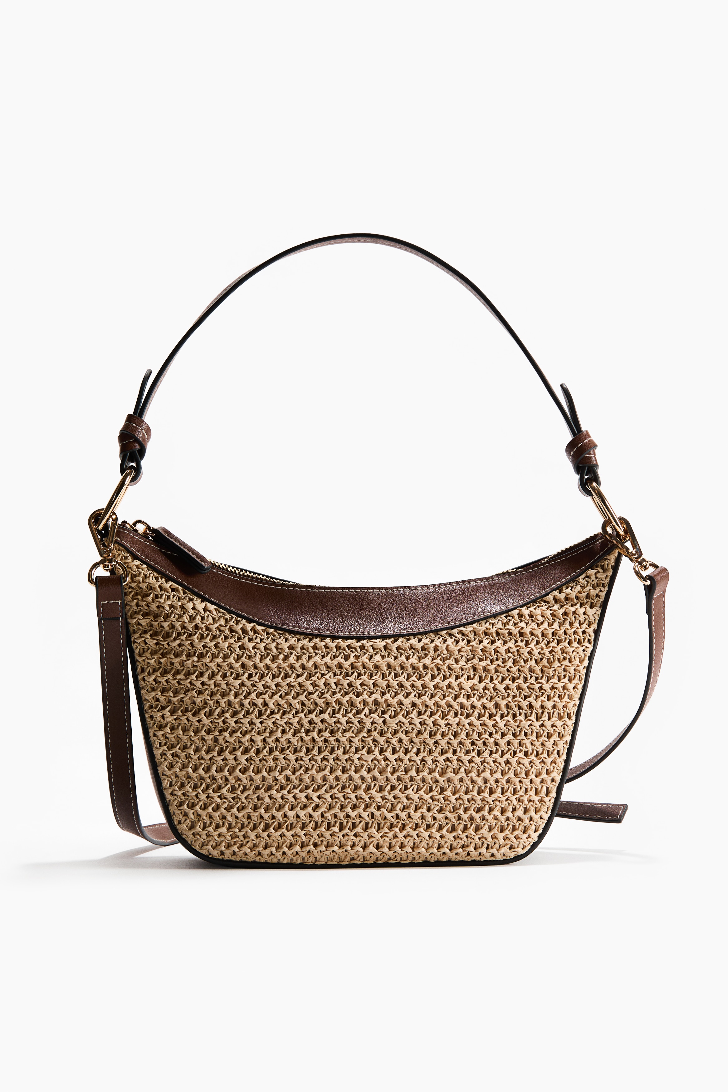 Straw-detail crossbody bag - Beige