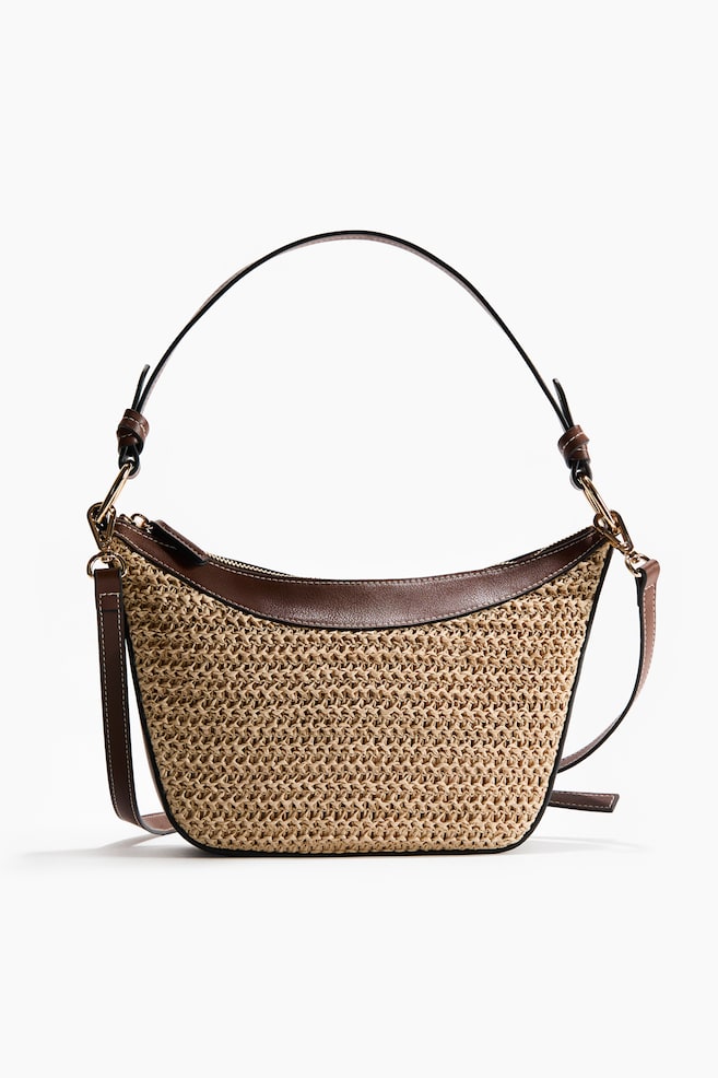 Straw-Detail Crossbody Bag - Beige - 1