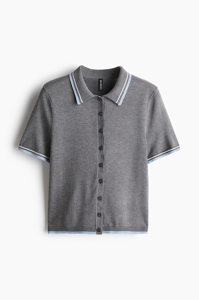 Short-sleeved cardigan - Grey/Light blue/Striped - 1