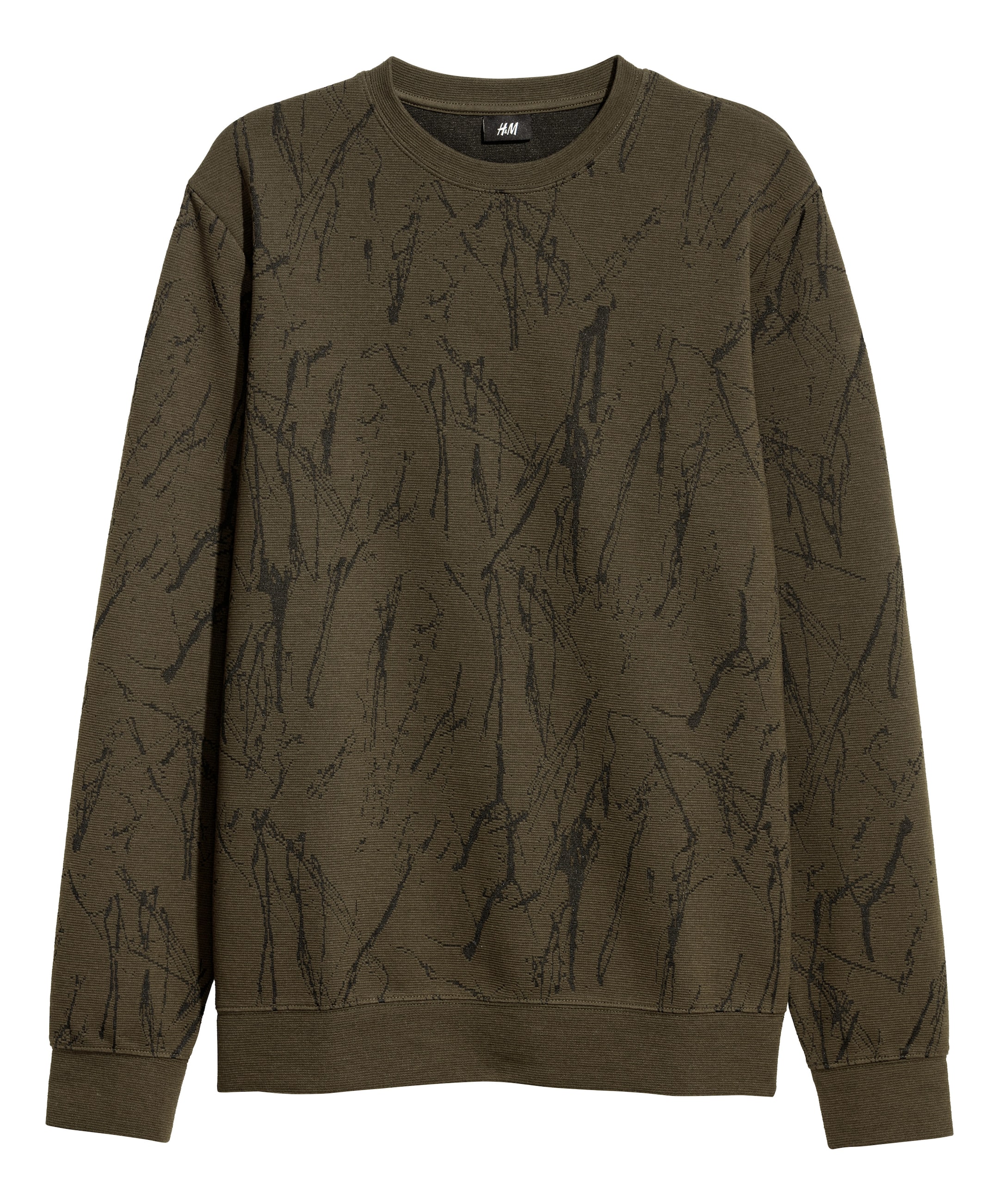 View larger image: Jacquard-knit jumper - Dark khaki green - Men | H&M GB 1