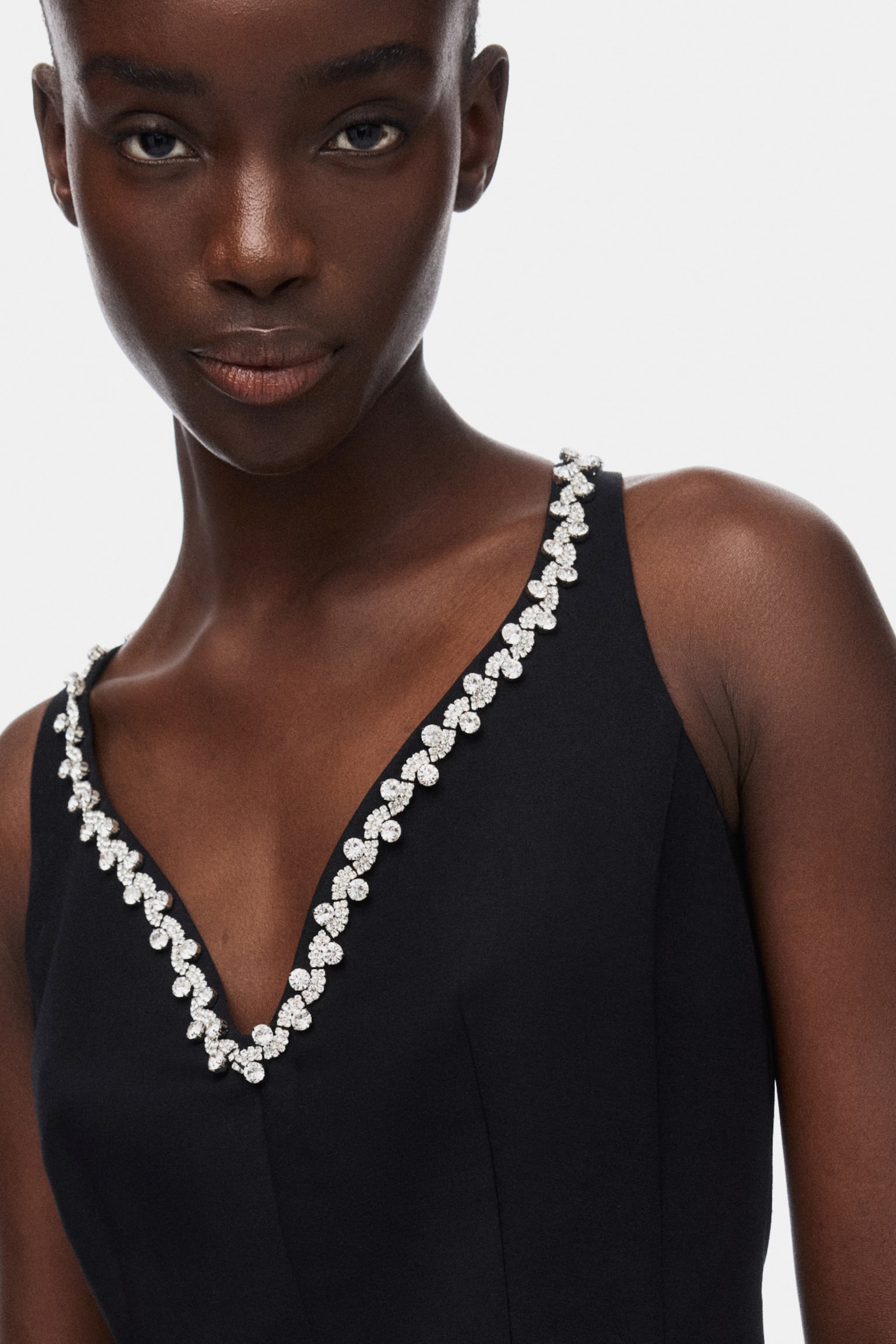 Rochie cu ștrasuri - Negru - 3