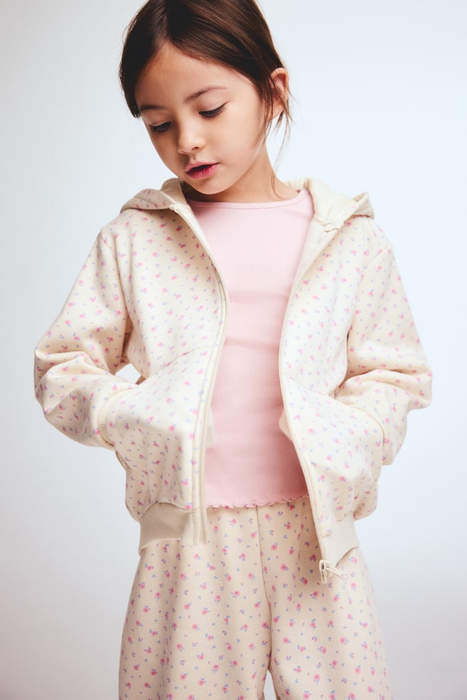 2-teiliges Sweatshirt-Set mit Print-Hellbeige/Geblümt - 3