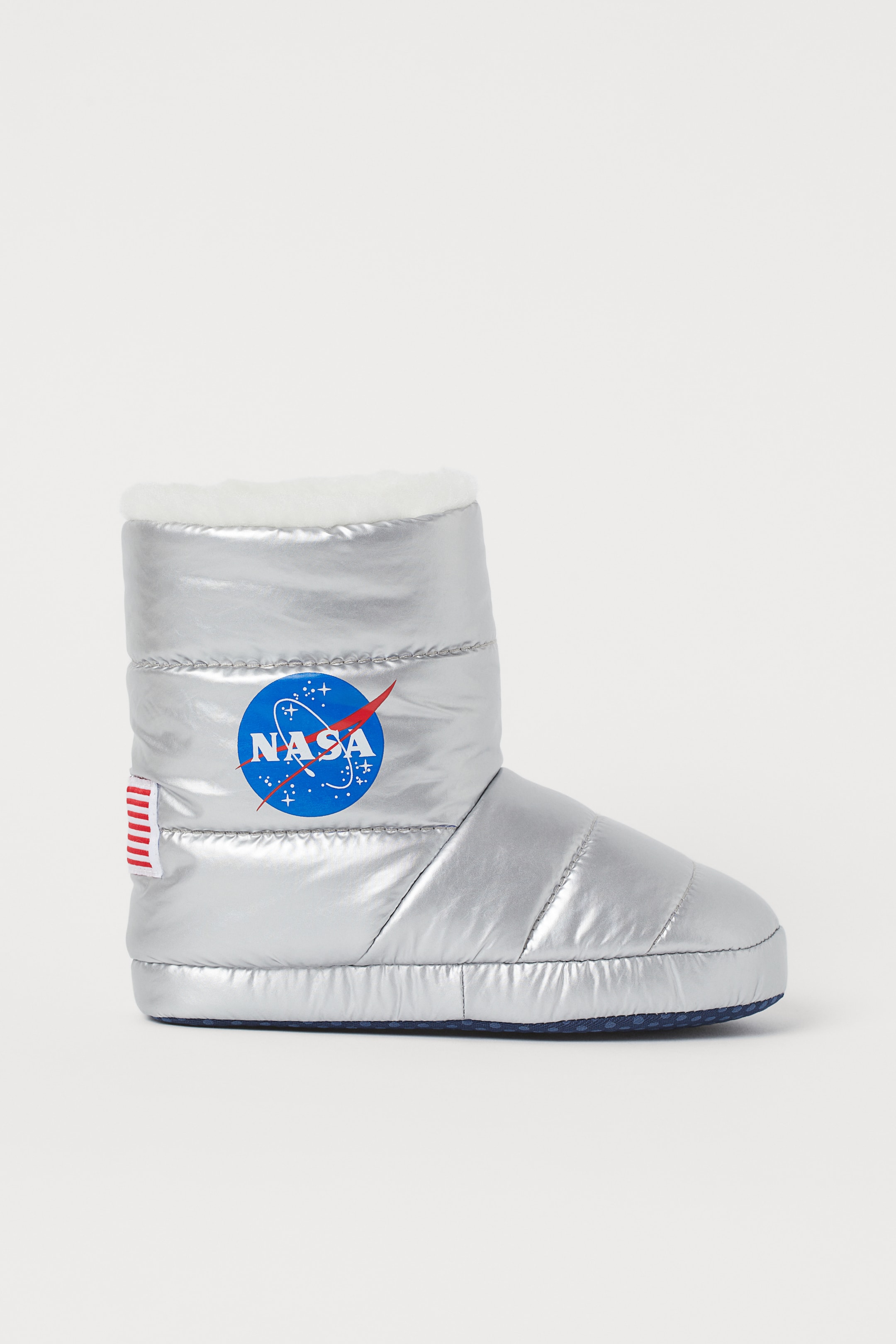 View larger image: Faux shearling-lined slippers - Silver-coloured/NASA - Kids | H&M HK 1