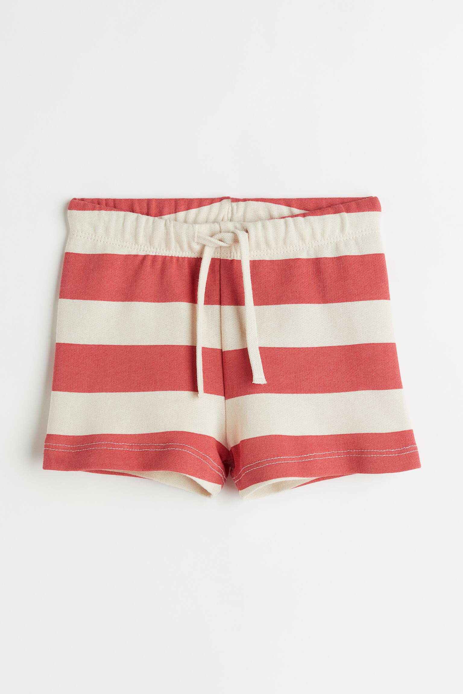 코튼 쇼츠 - 라이트 베이지/레드 스트라이프