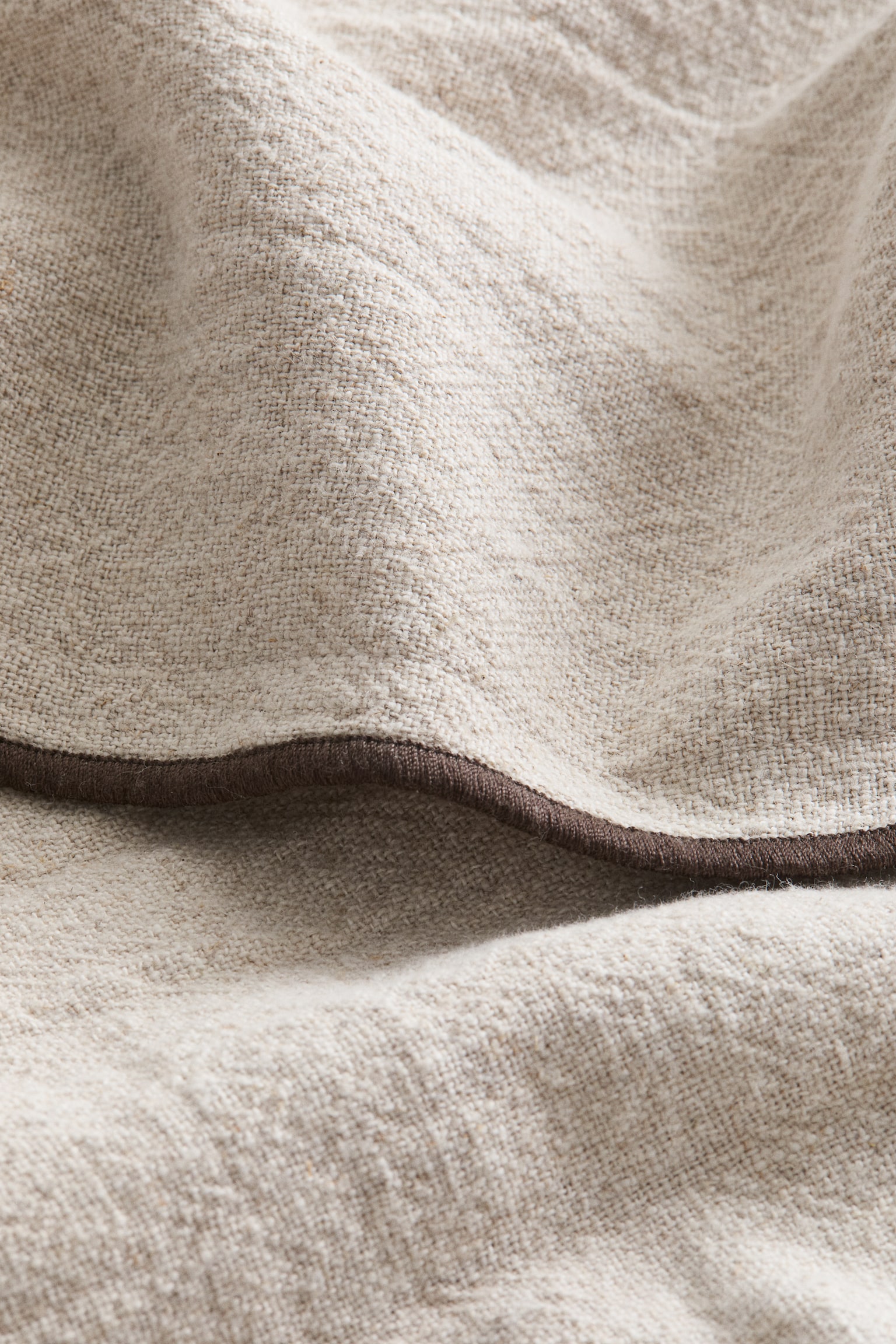 Linen-blend cushion cover - Light beige/White - 4