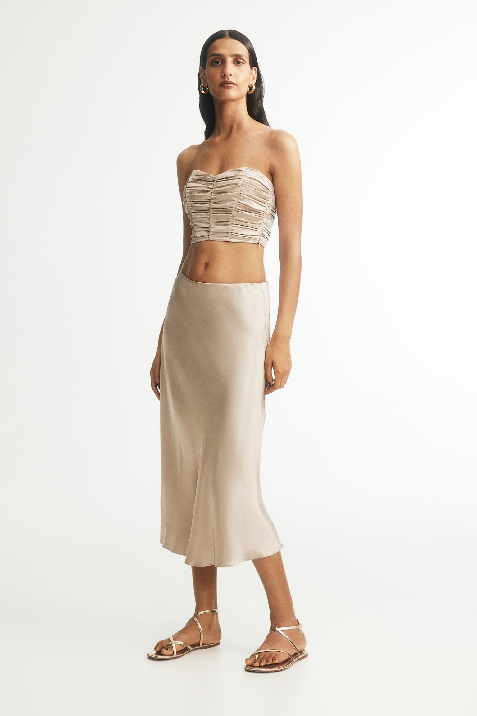 Satin skirt - Beige - 6