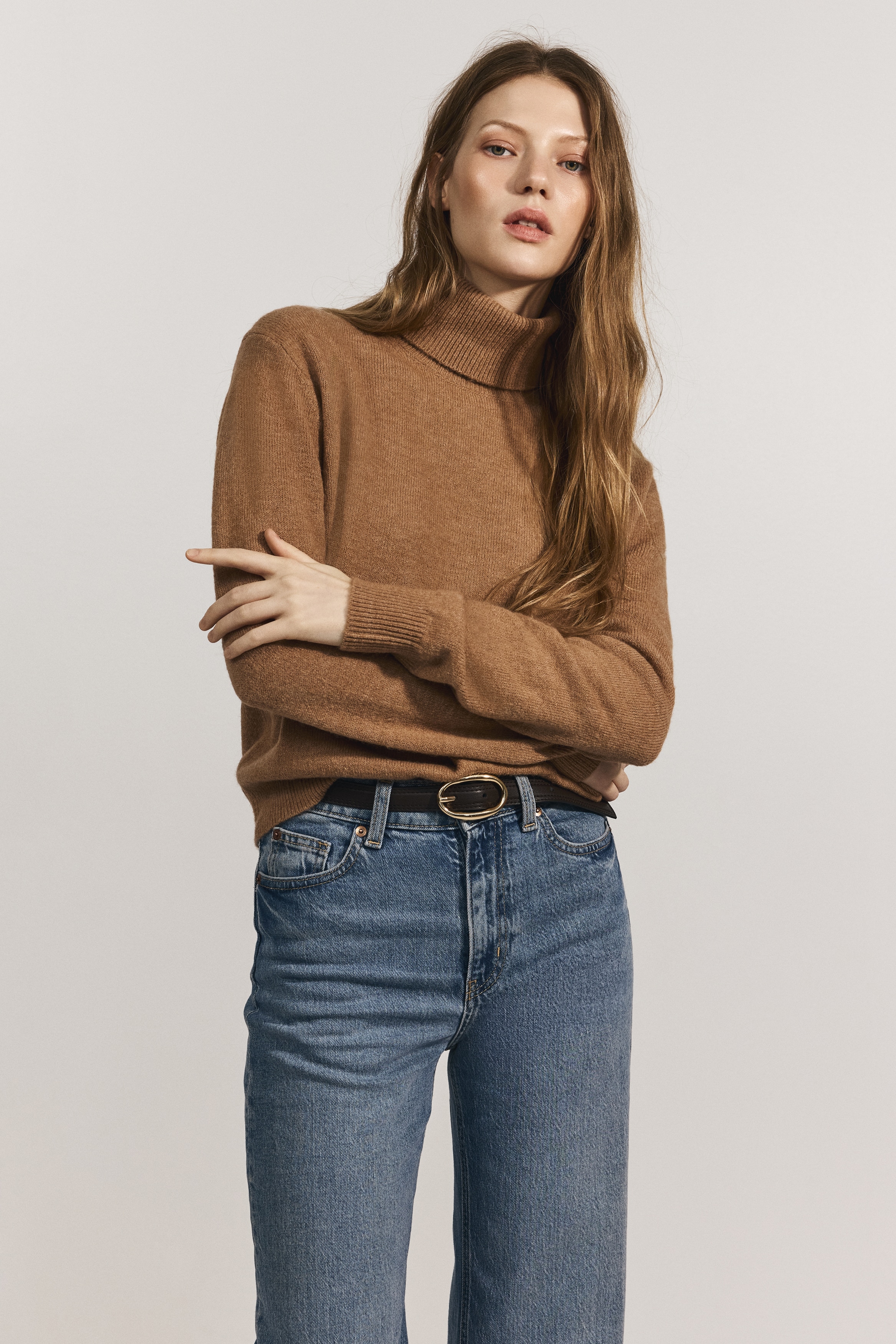 H & M - タートルネックセーター - ベージュ