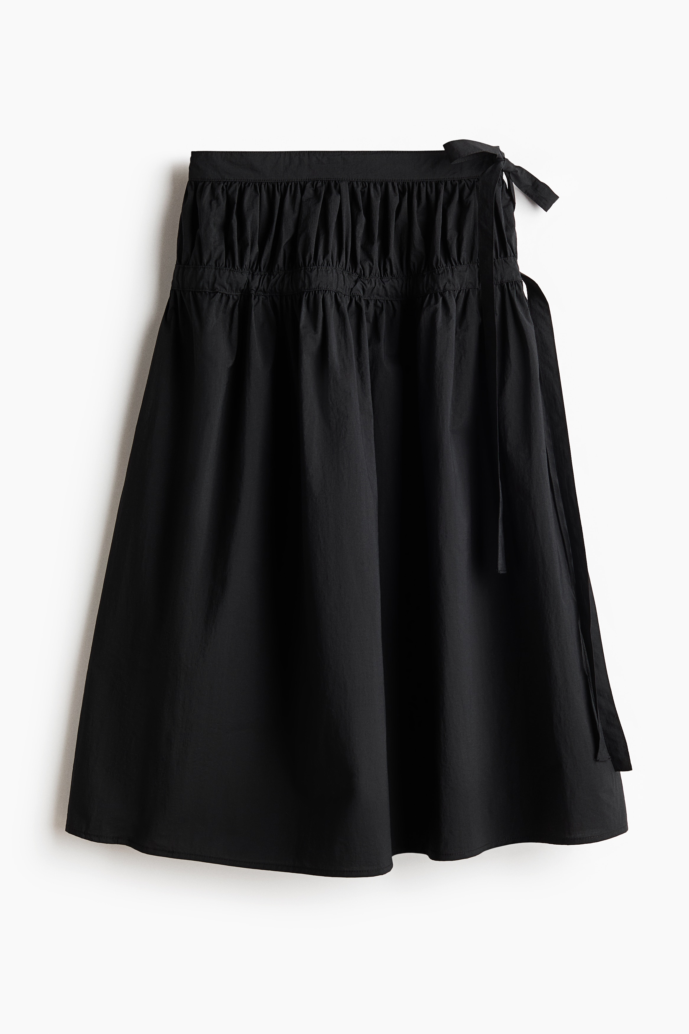 タイディテールデニムスカート - ブラック/ライトデニムブルー