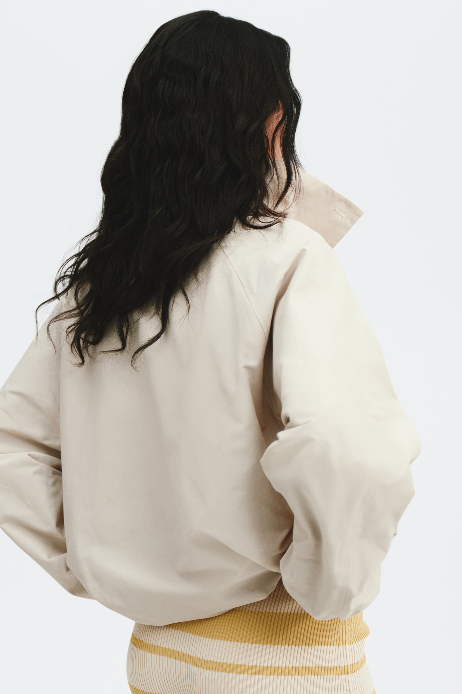 Oversized bubble-hem jacket - Cream/Light grey/Dark brown - 5