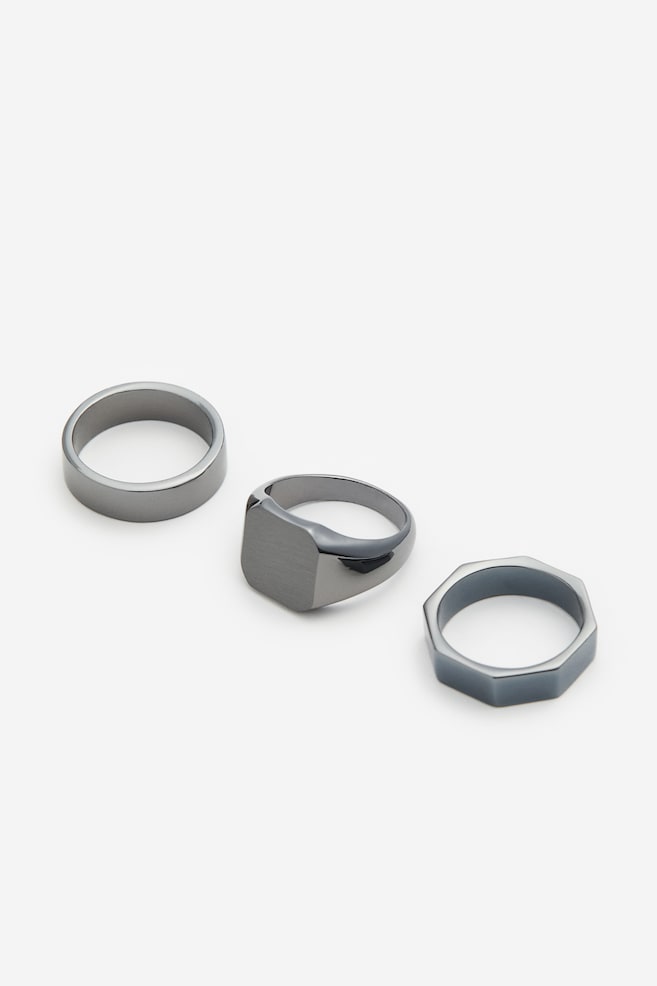3-pack rings - Black/Silver-coloured - 1