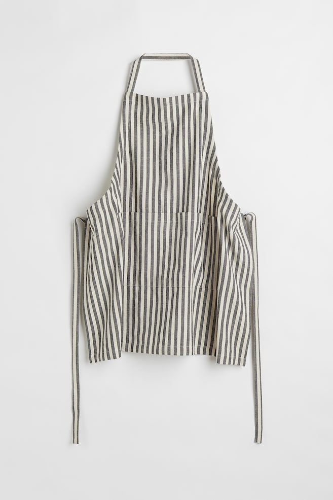 Striped apron - Dark grey/Striped/Light beige/Striped - 1