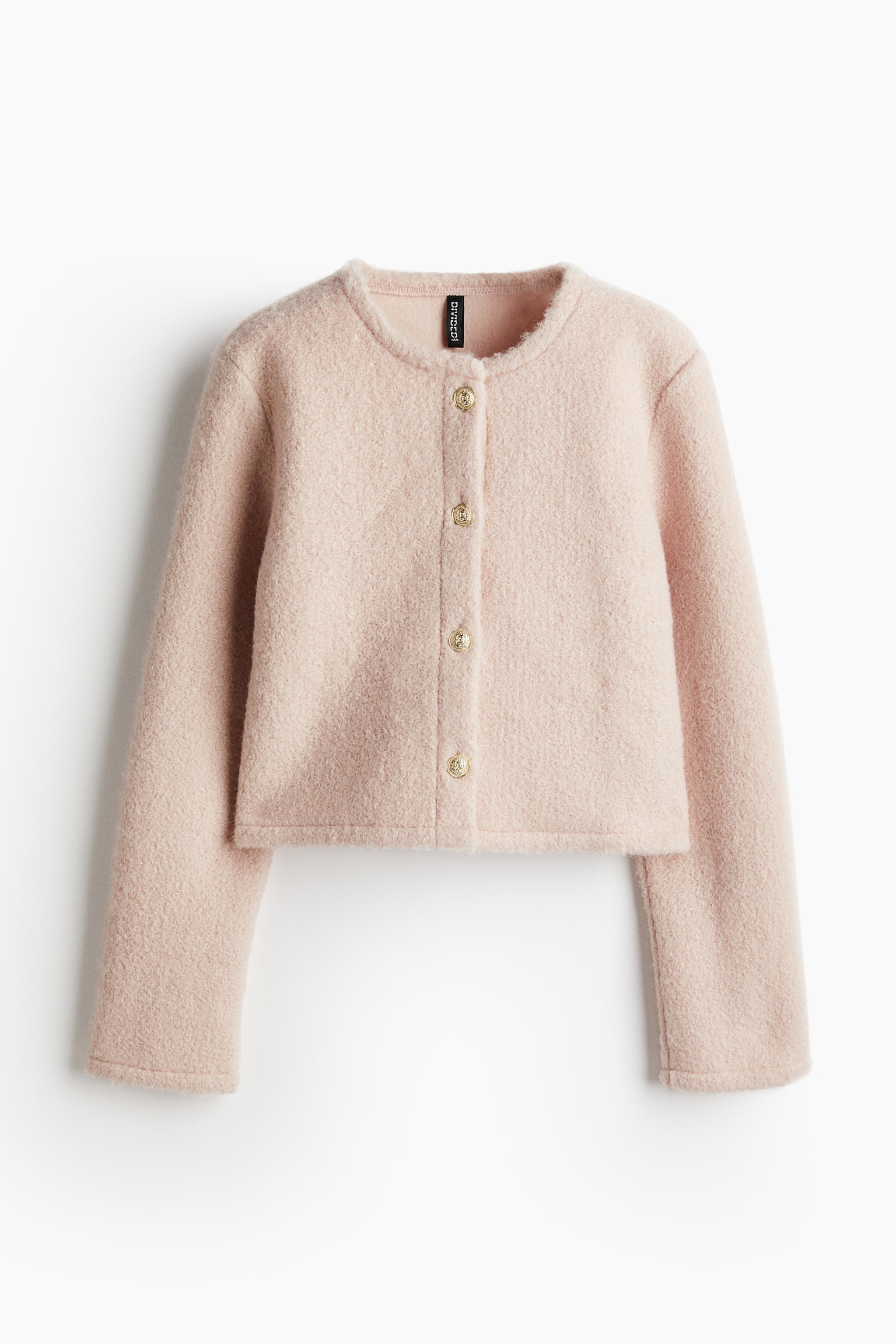 Bouclé-weave cardigan - Light dusty pink/Black - 2