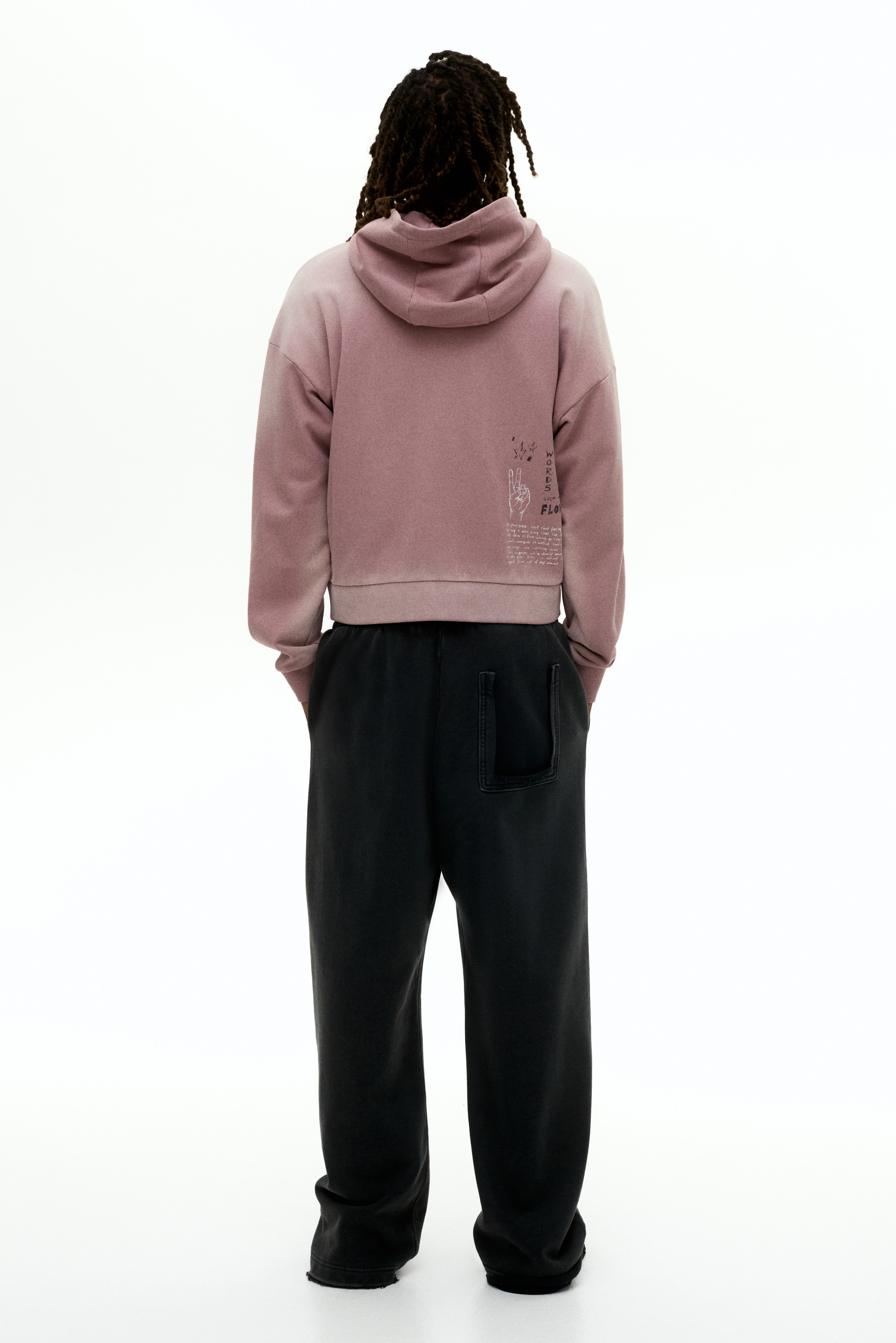 Oversized Fit Zip-through hoodie - ピンク／Nothing - Men | H&M JP