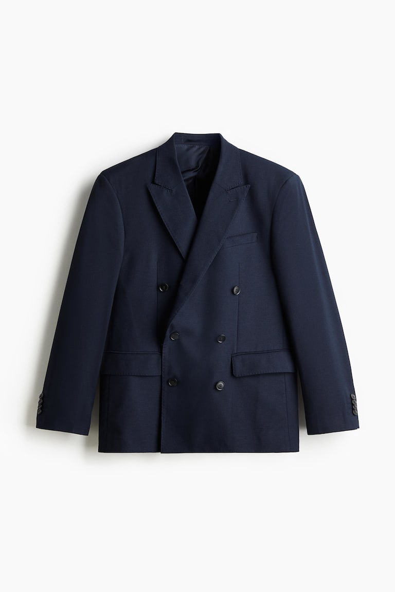 Double Breasted Blazer Blazer Bleu H&m Veste Regular Fit à