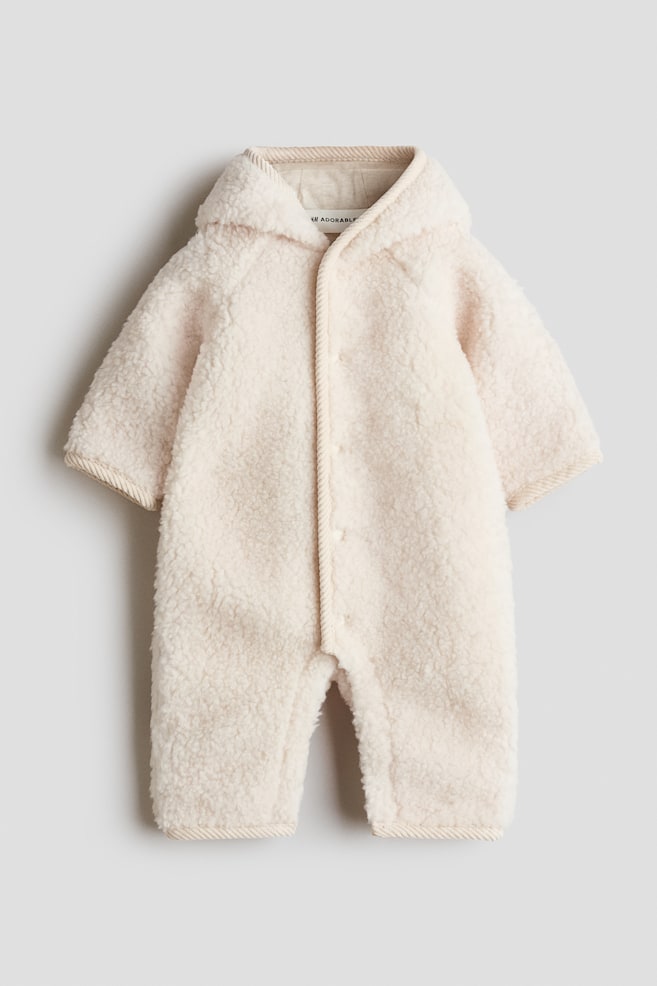 Wool teddy pramsuit - Cream - 1
