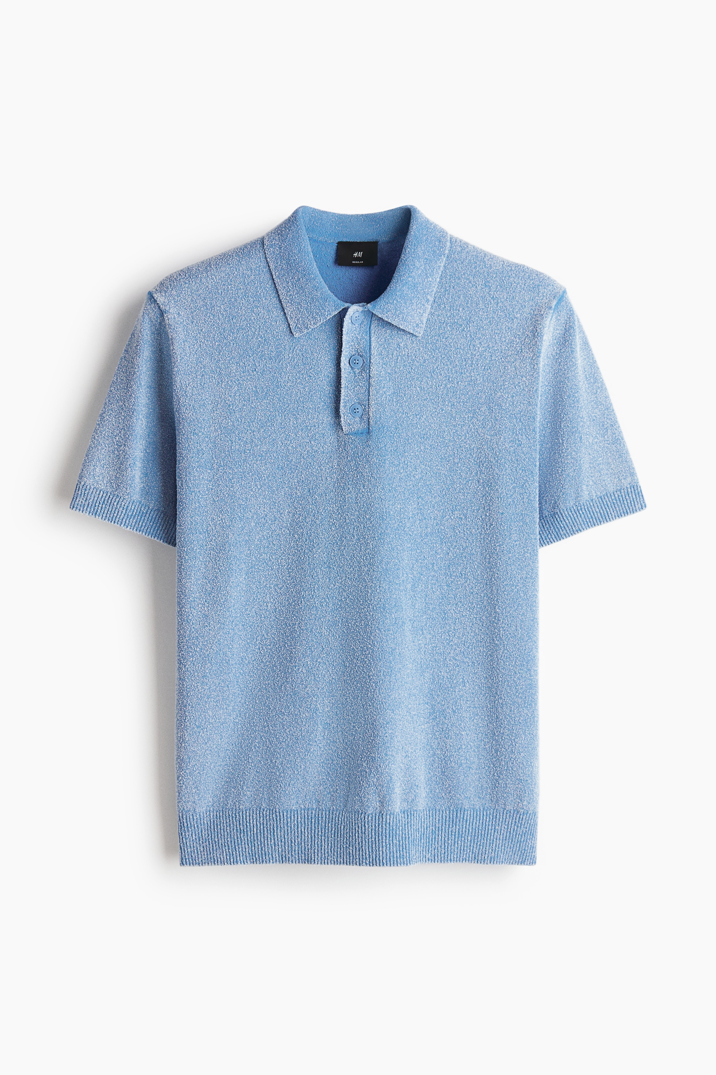 Regular-Fit Knit Polo Shirt - Blue/Cream