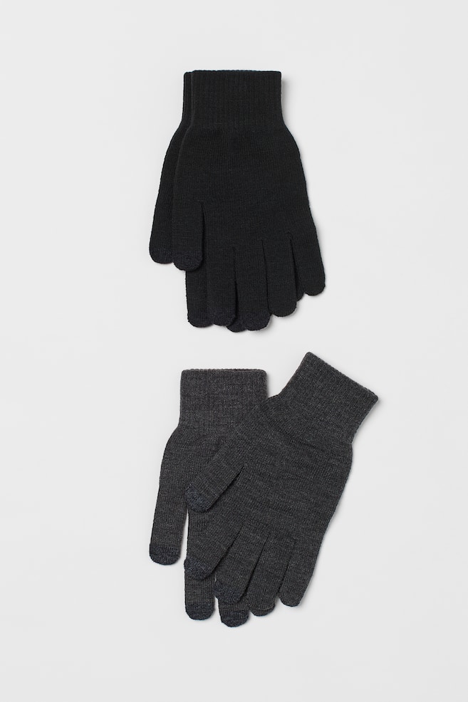 2-pack smartphone gloves - Dark grey marl/Black - 1
