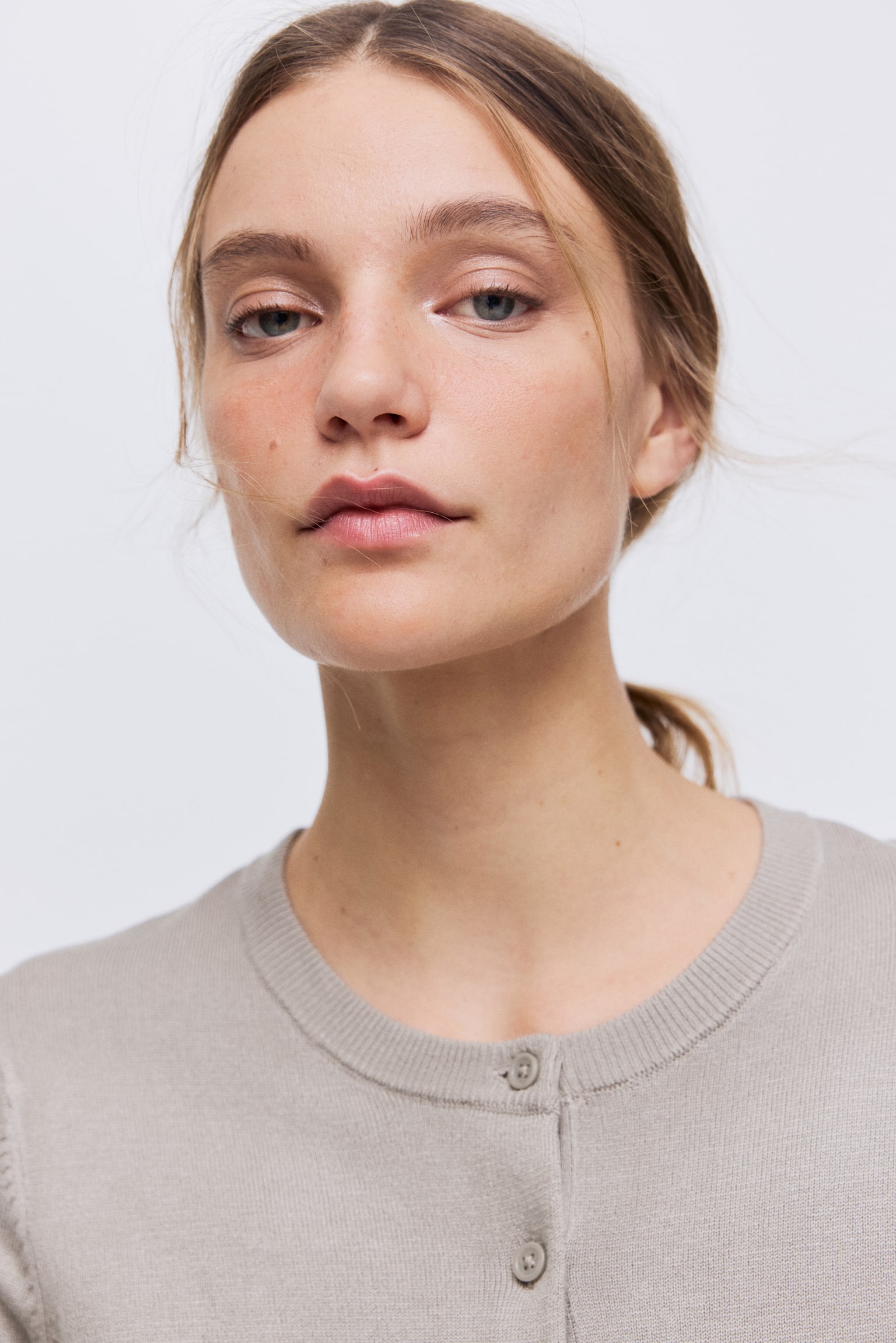 파인니트 가디건 - 라이트 그레이지/블랙/라이트 옐로/라이트 베이지/브라이트 오렌지/크림색/브라운/라이트 카키 그린/화이트/블랙 스트라이프/화이트/스트라이프/블랙/화이트 스트라이프 - 1