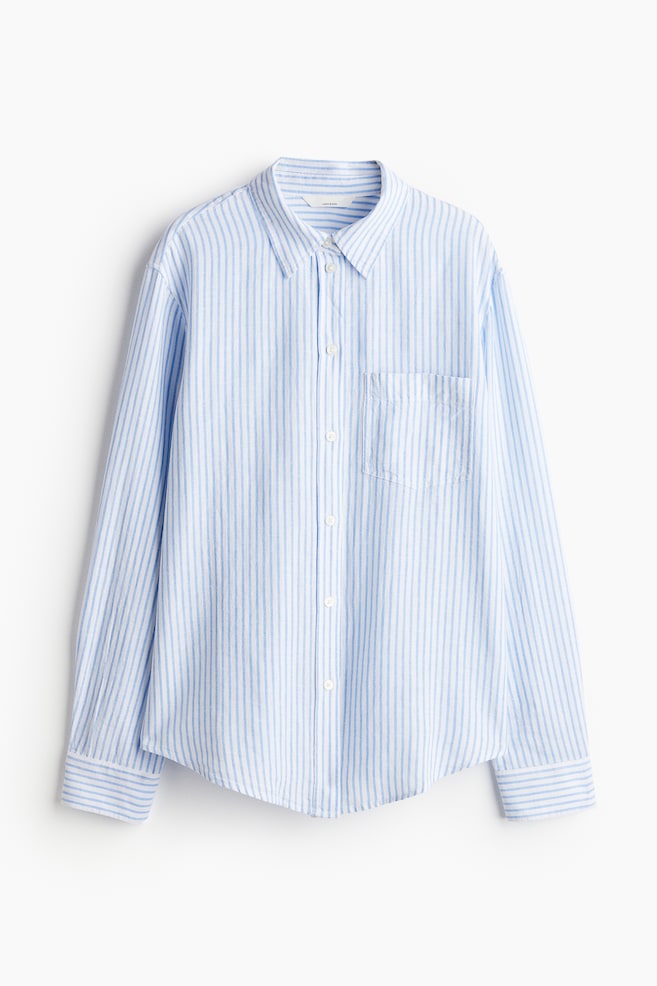 Linen-blend shirt - White/Blue striped/White/Light beige/Blue - 2