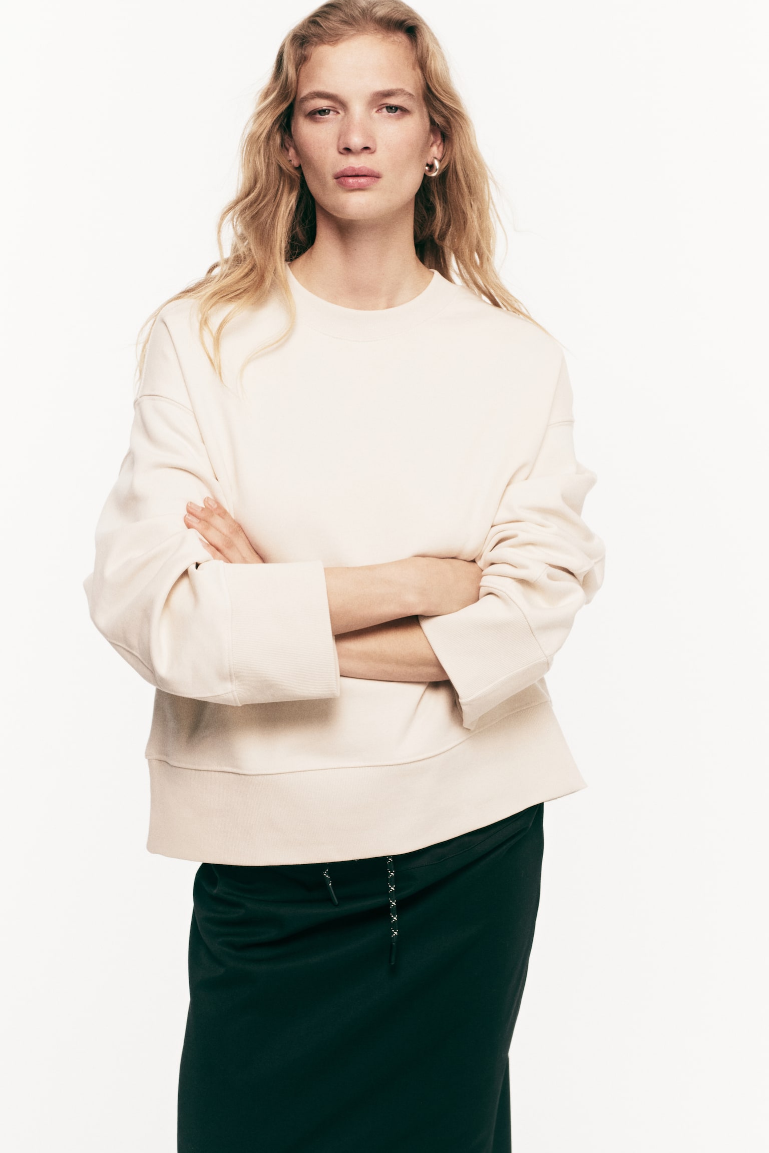 Oversized cotton sweatshirt - Light beige/Dark grey/Blue/Dark brown - 1