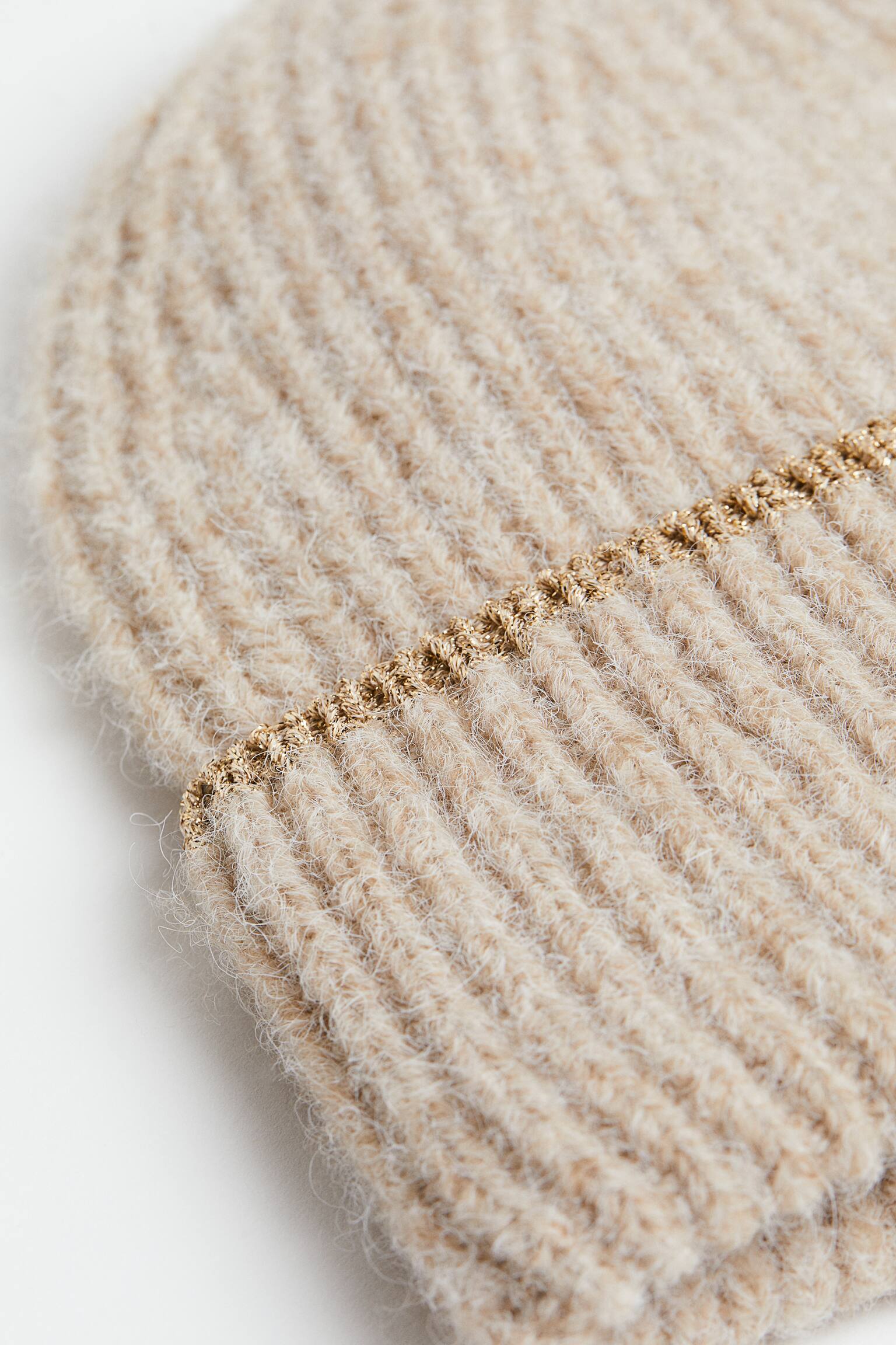 Rib Knit Beanie - Light beige/Light beige marle - 2