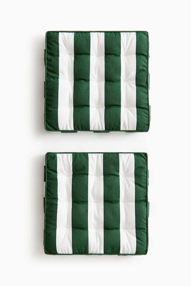 2-Pack Outdoor Seat Cushions - Dark green/striped/Blue/striped - 1