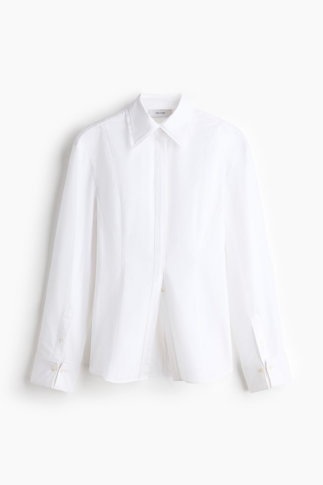 Camisa ampulheta em popelina - Branco - 1