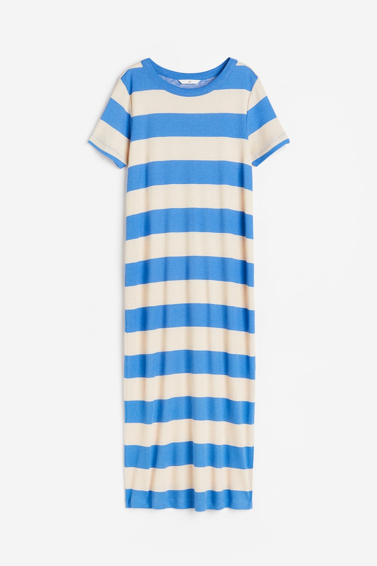 h&m striped jersey dress Women's White/Striped Ribbed jersey dress