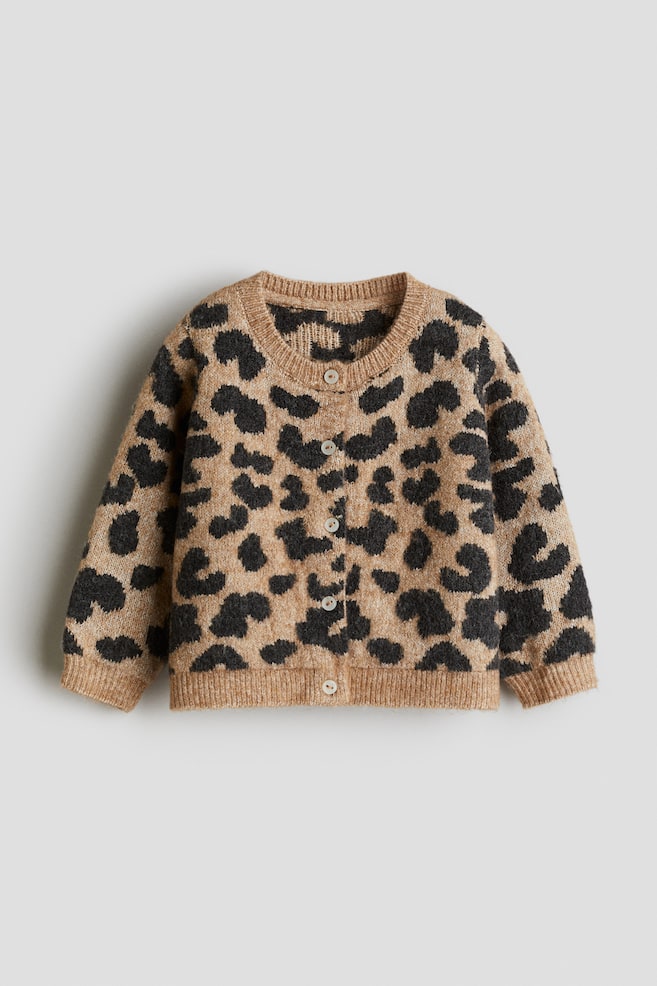 Pattern Cardigan - Beige/Leopard print - 1