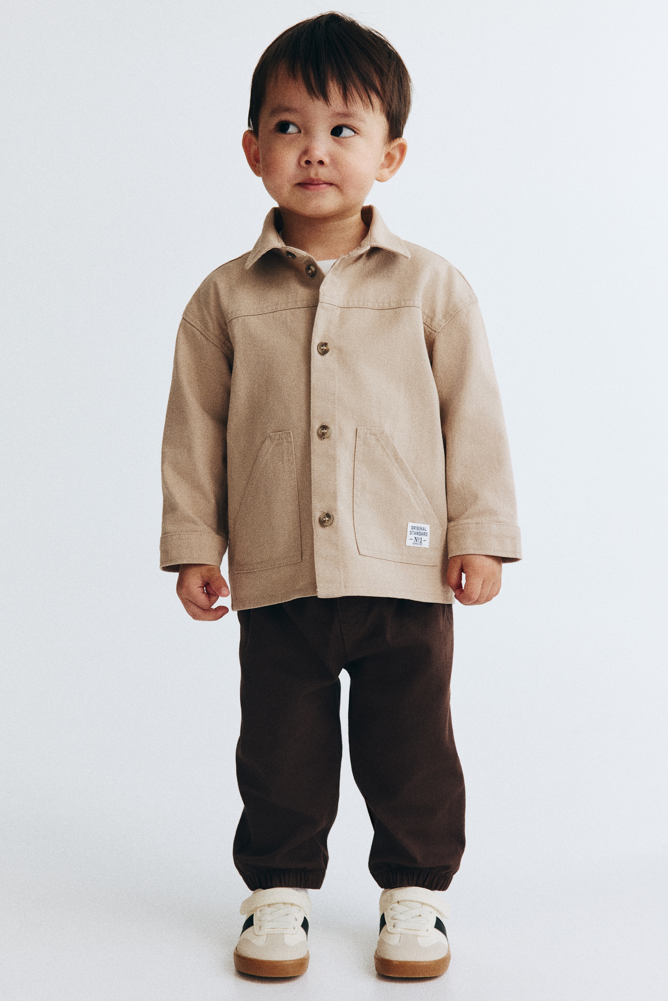 3-piece cotton set - Light beige/Brown/Dusty blue/Navy blue