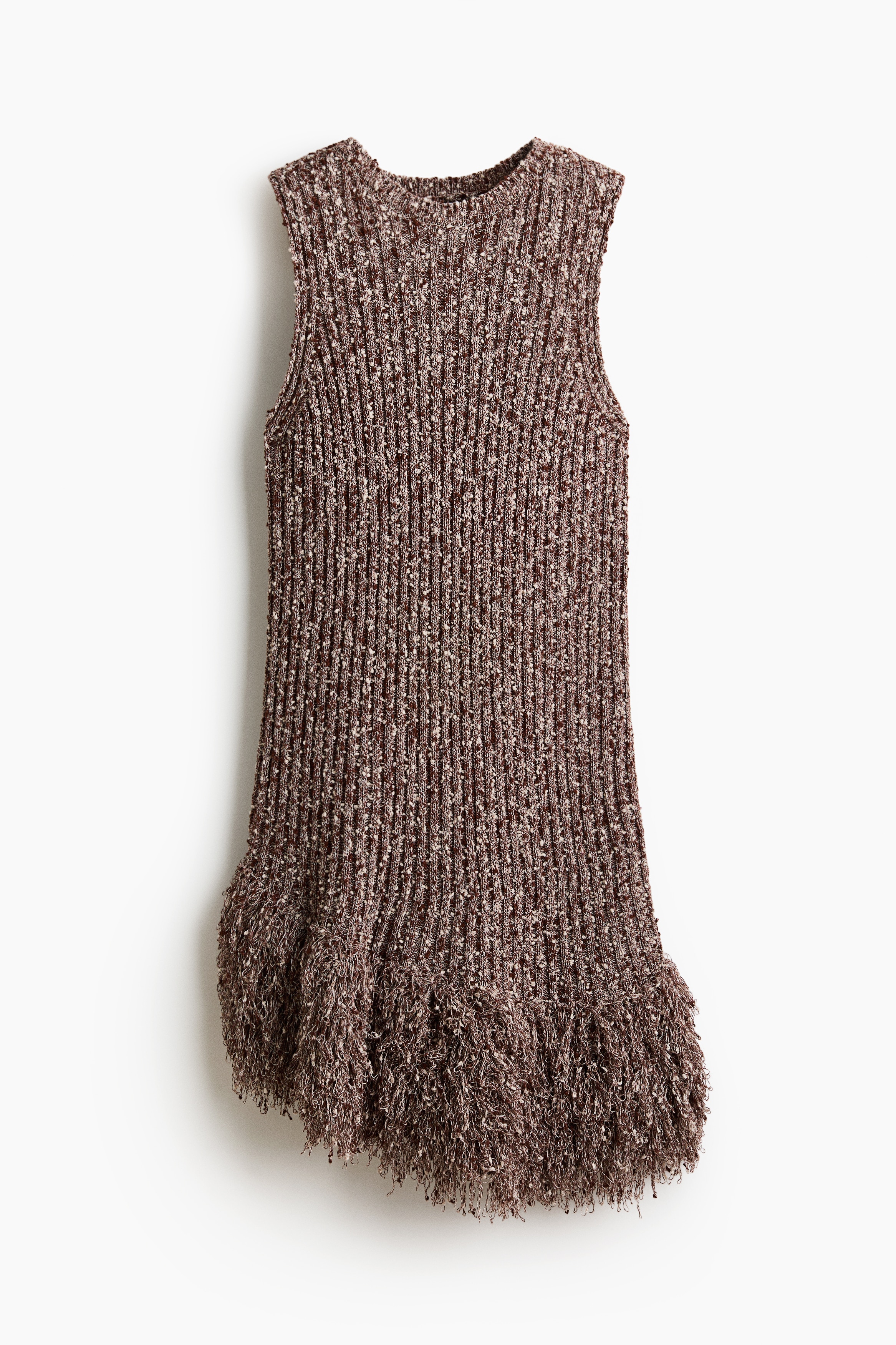 Fringed Dress - Brown/light beige melange