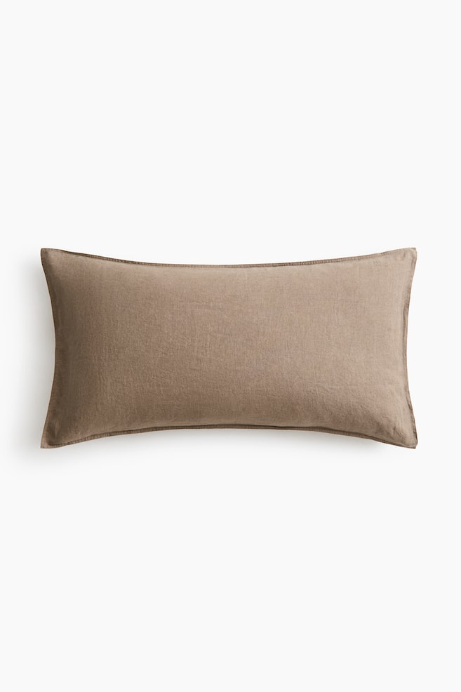Washed Linen Pillowcase - Taupe/Beige/White - 1