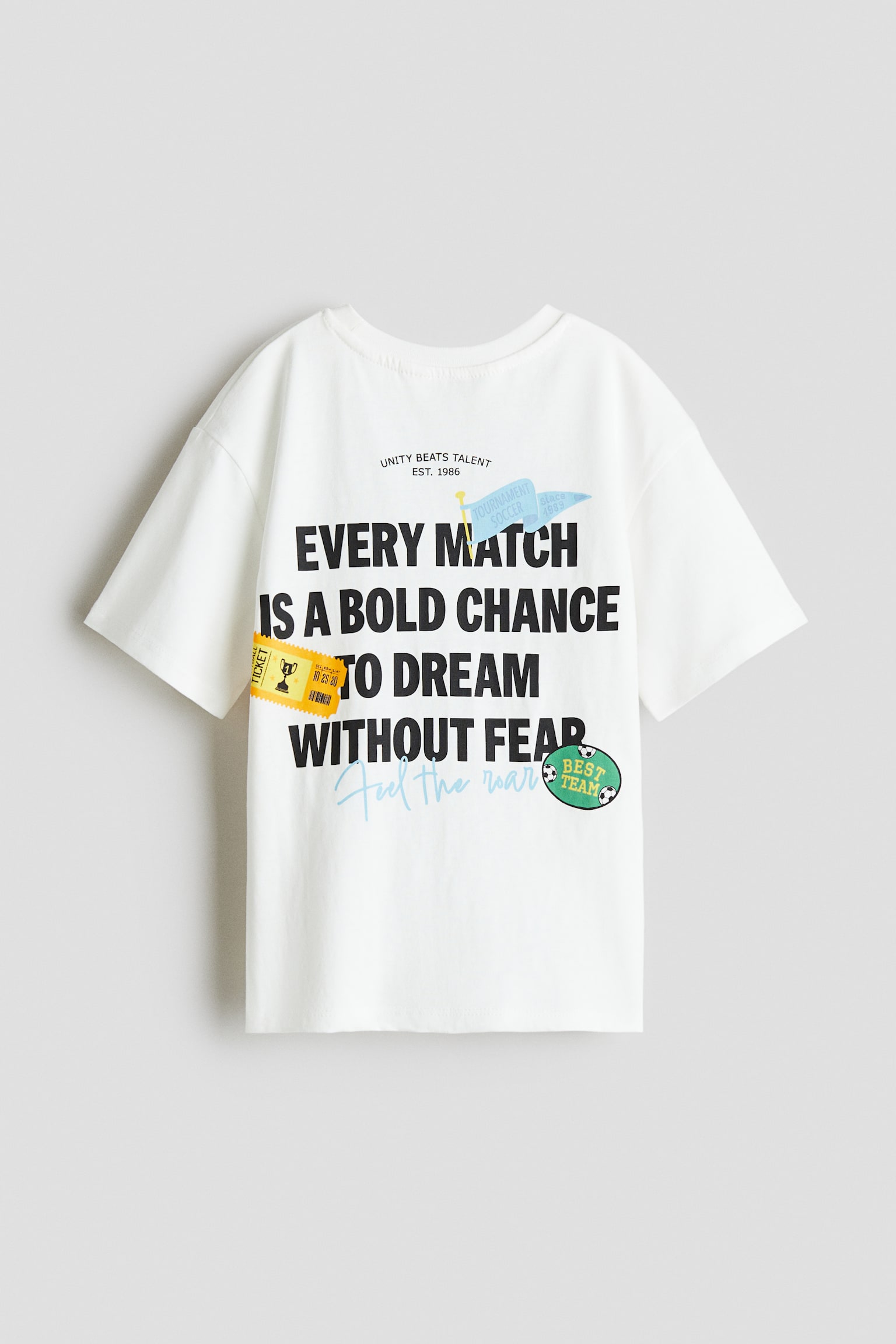 Áo thun cotton in hình - Màu trắng/Bóng đá - 2