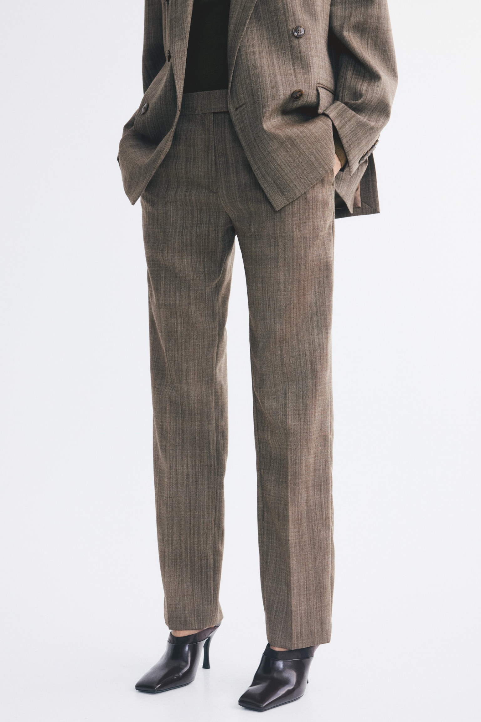 Женские брюки H&M Tailored wool, цвет: Тёмный серо-коричневый — фото 3