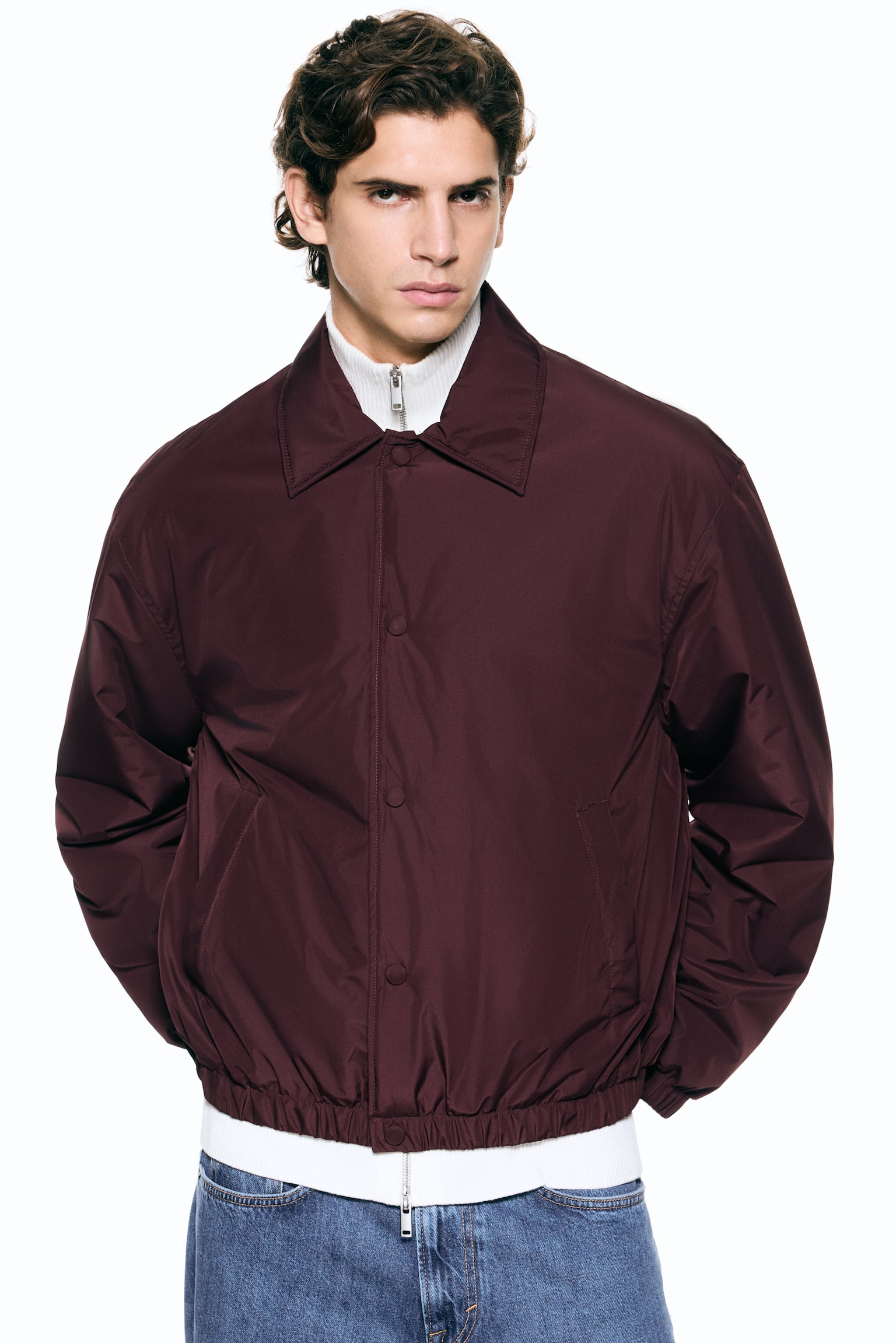 Lightly padded jacket - Burgundy/Dark blue - 4