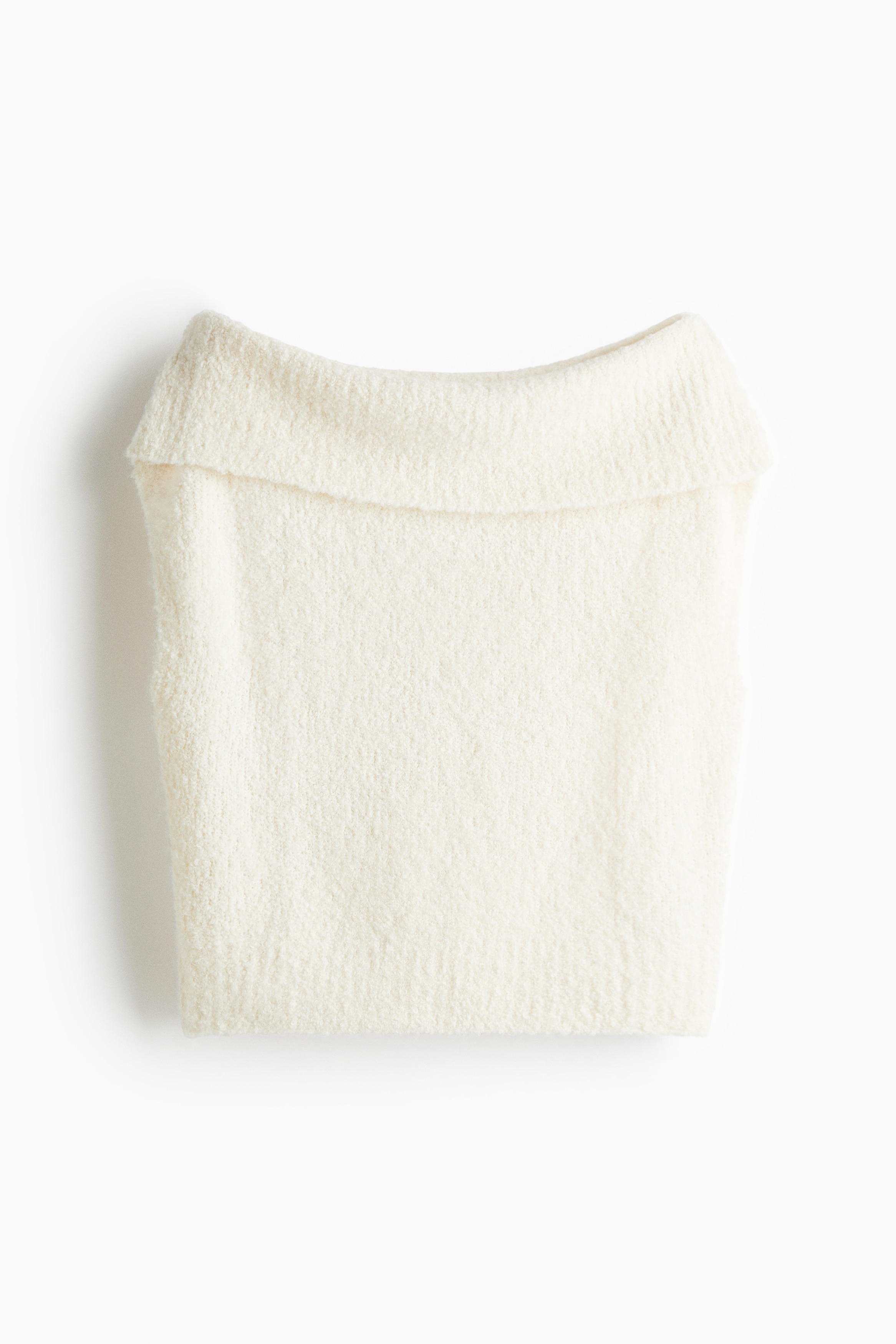 Úpletové tričko s odhalenými plecami - Krémová