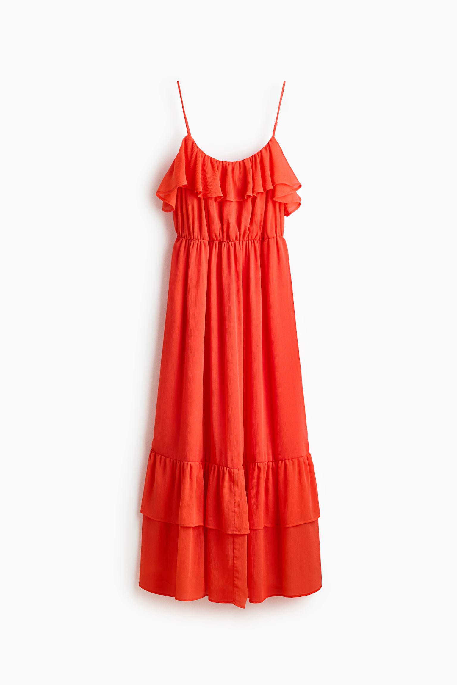 Vestido de volantes con tirantes espagueti - Rojo - 1