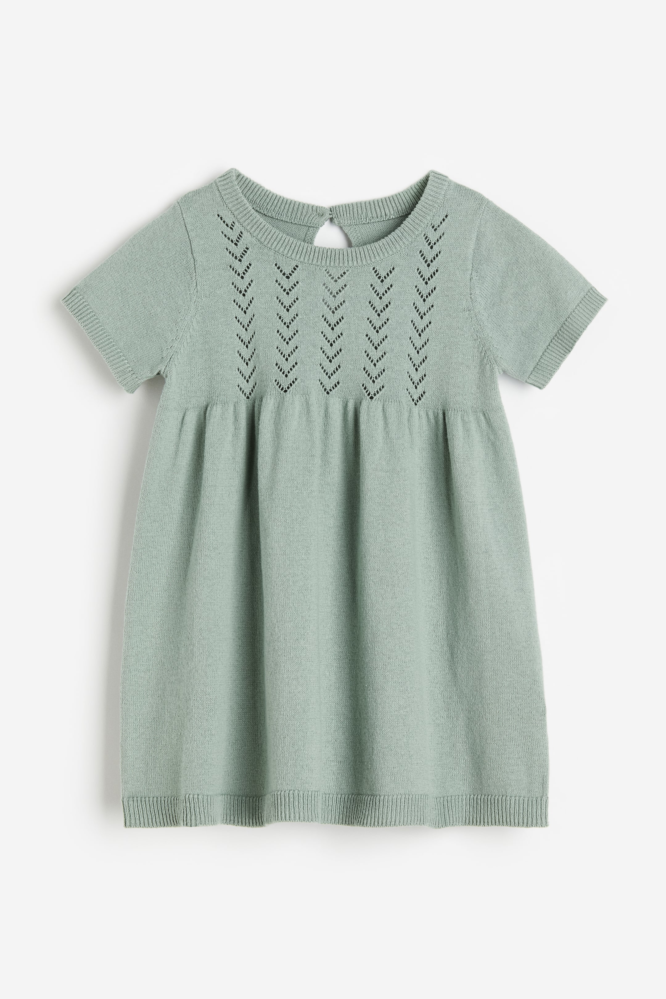 View larger image: Knitted cotton dress - Dusty green - Kids | H&M HK 1