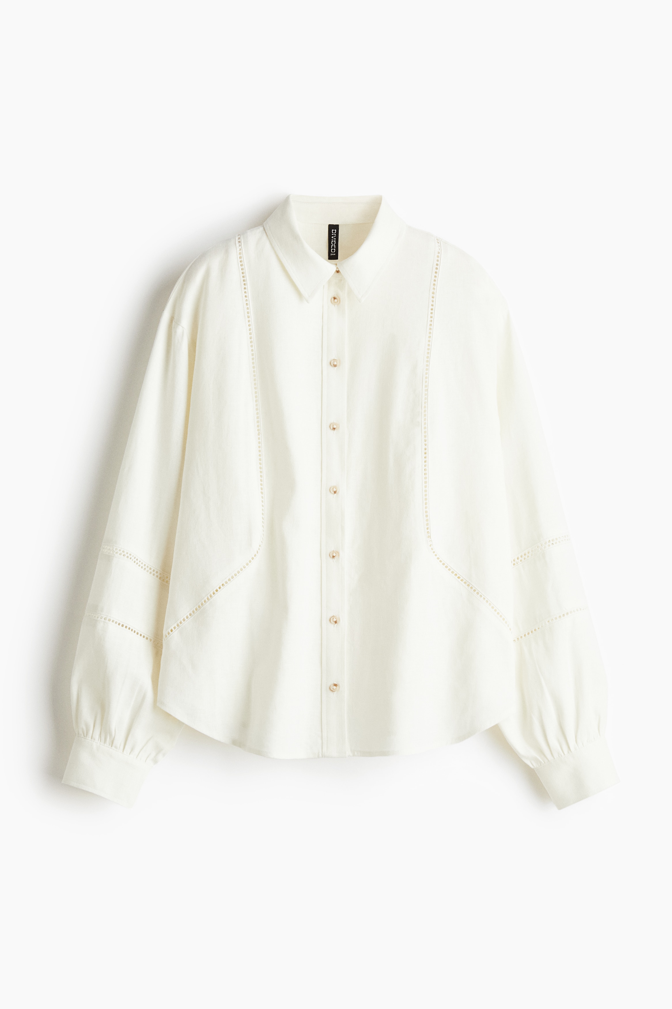 Αεράτο πουκάμισο - Λευκό/Ανοιχτό μπεζ/Μαύρο