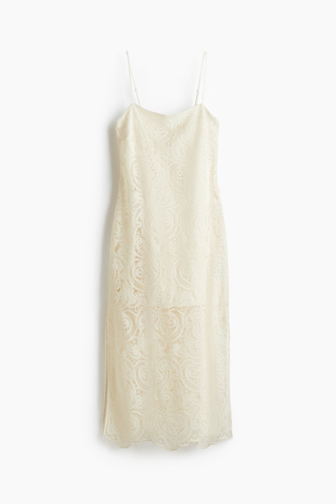 Lace Slip Dress - White - 1