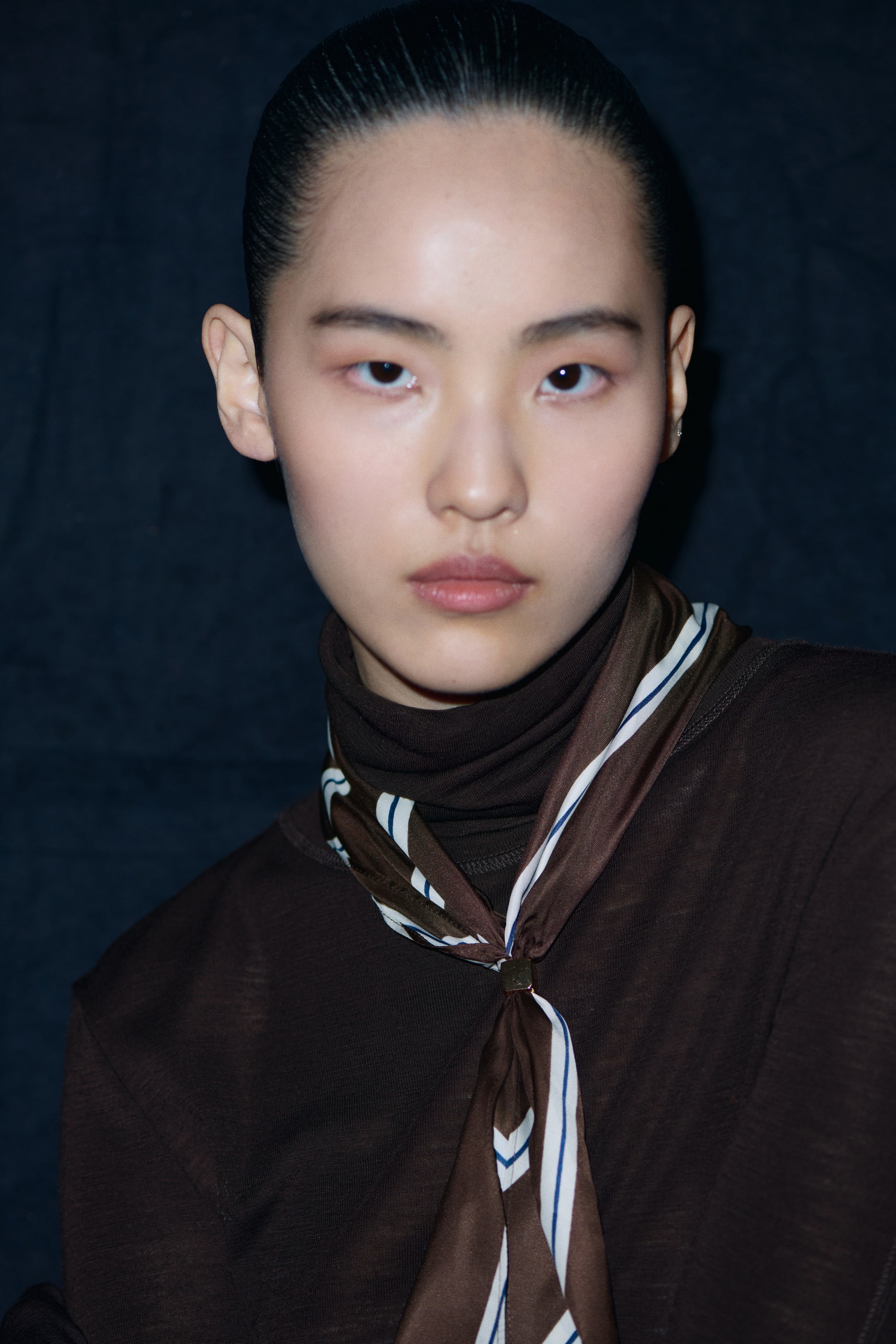 Agrandir l'image: Foulard cravate avec détail en métal - Marron foncé/rayé - FEMME | H&M FR 1