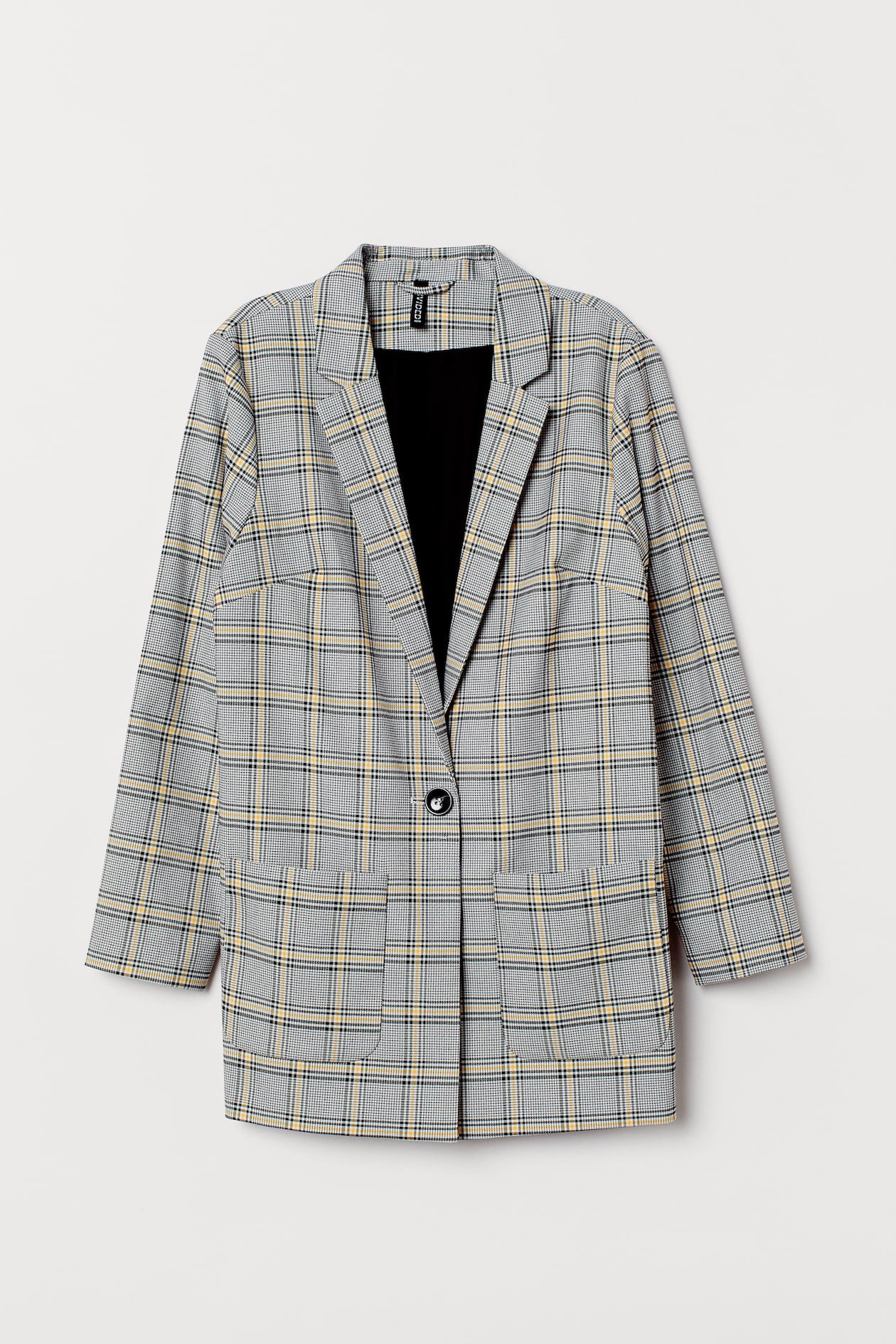 Checked Jacket - Long sleeve - Black/yellow checked - Ladies | H&M US