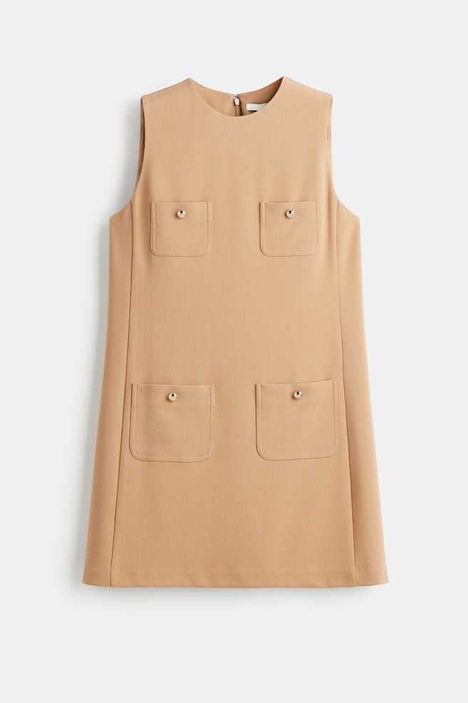 Pocket-detail shift dress - Beige/Navy blue - 1