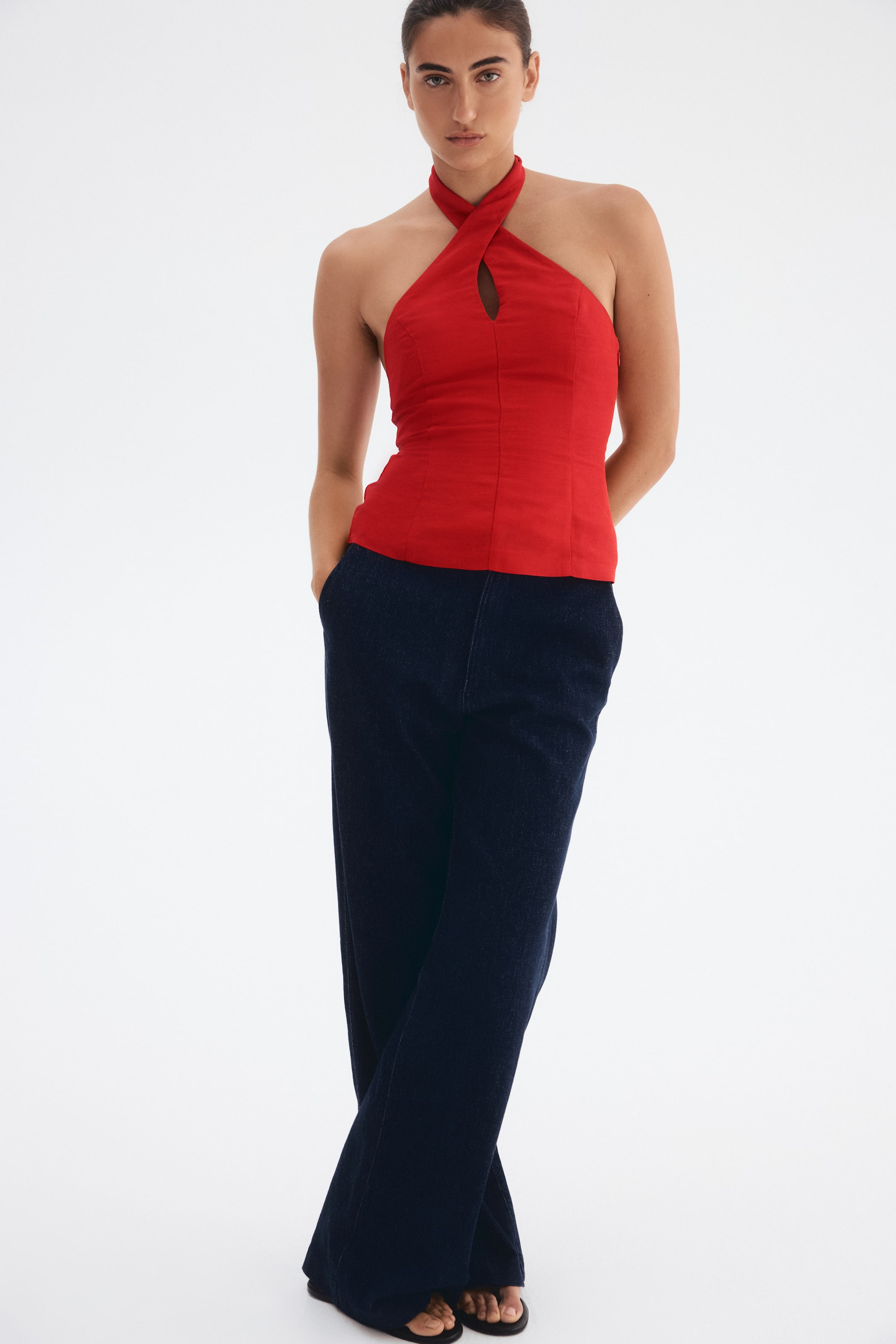 Ver imagen más grande: Top halter en mezcla de lino - Rojo - MUJER | H&M ES 2