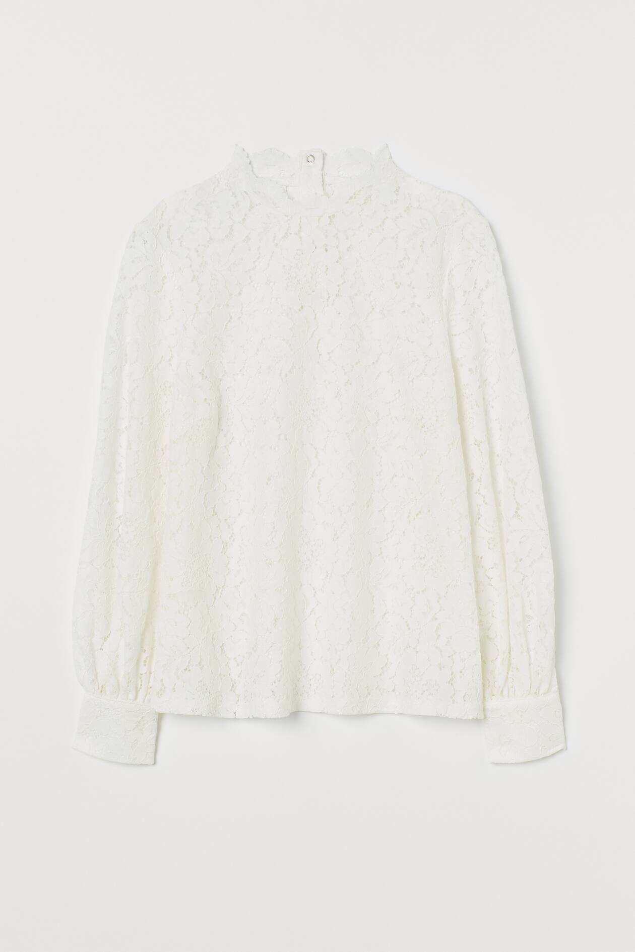 Lace Blouse - Long sleeve - White - Ladies | H&M US